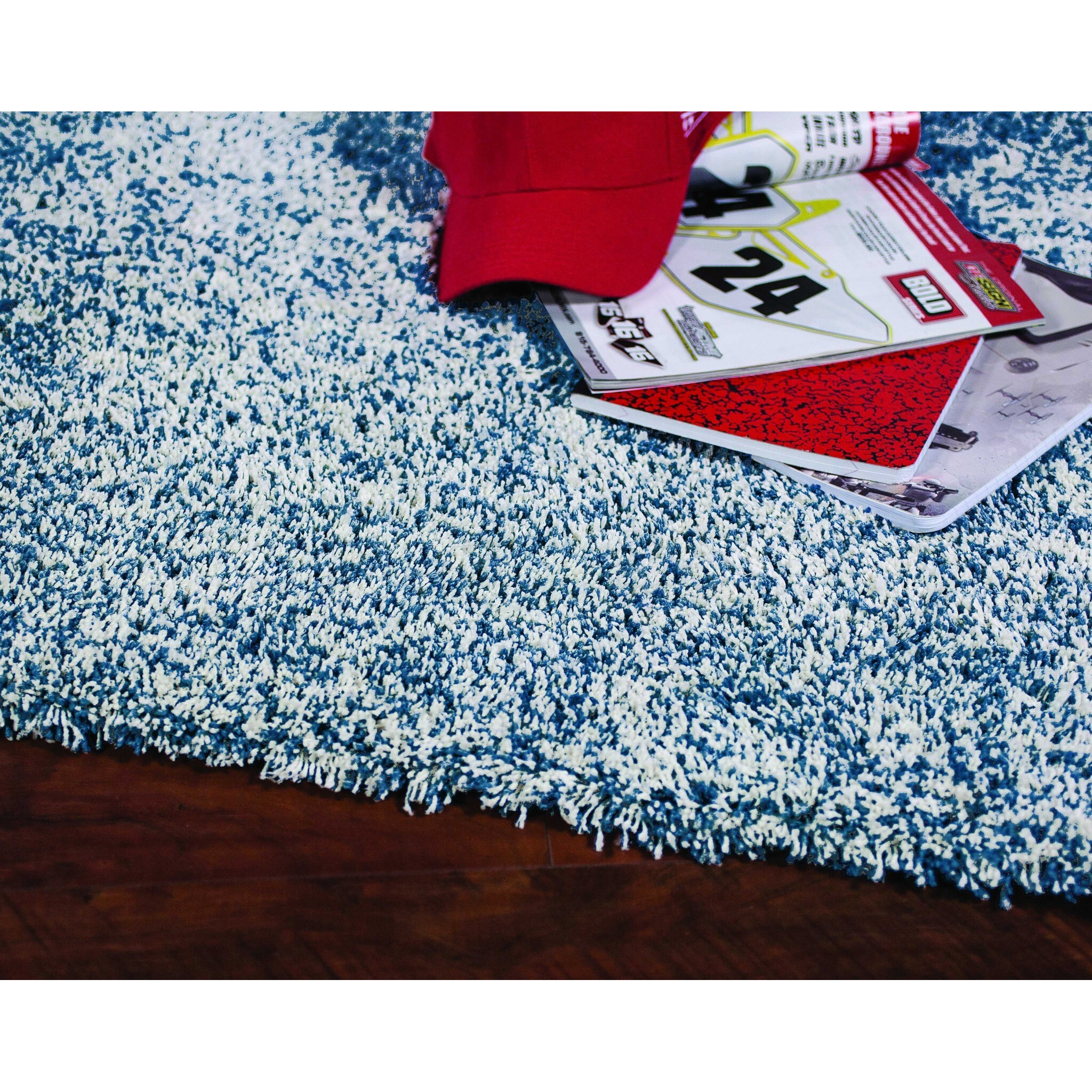 3'X5' Indigo Ivory Heather Indoor Shag Rug