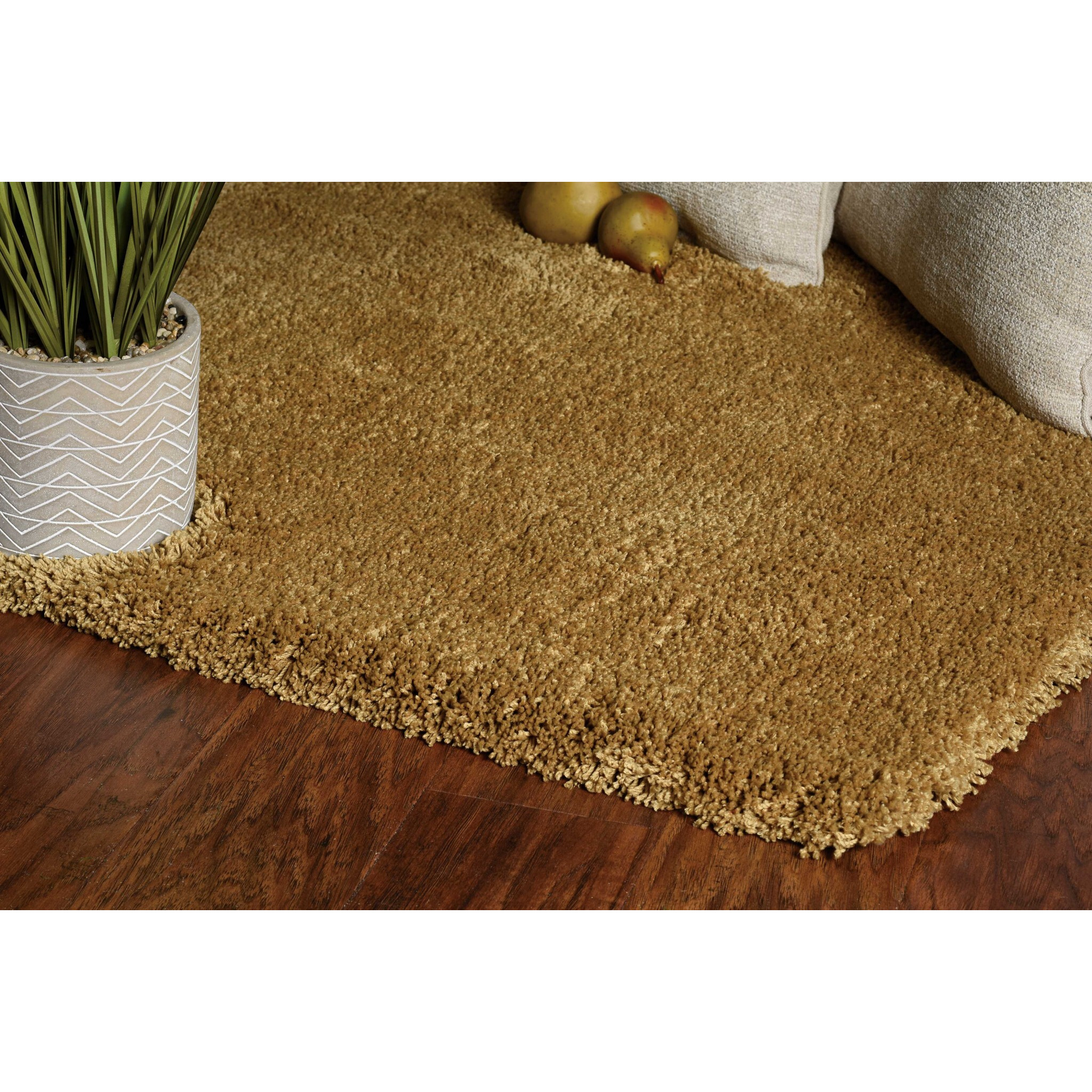 3' X 5' Gold Plain Area Rug