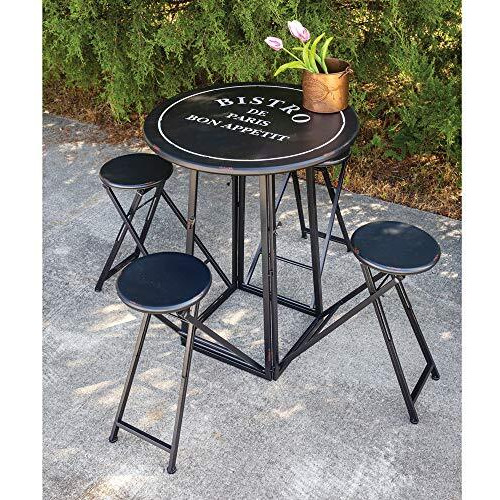 Bistro Folding Metal Table With Four Stools