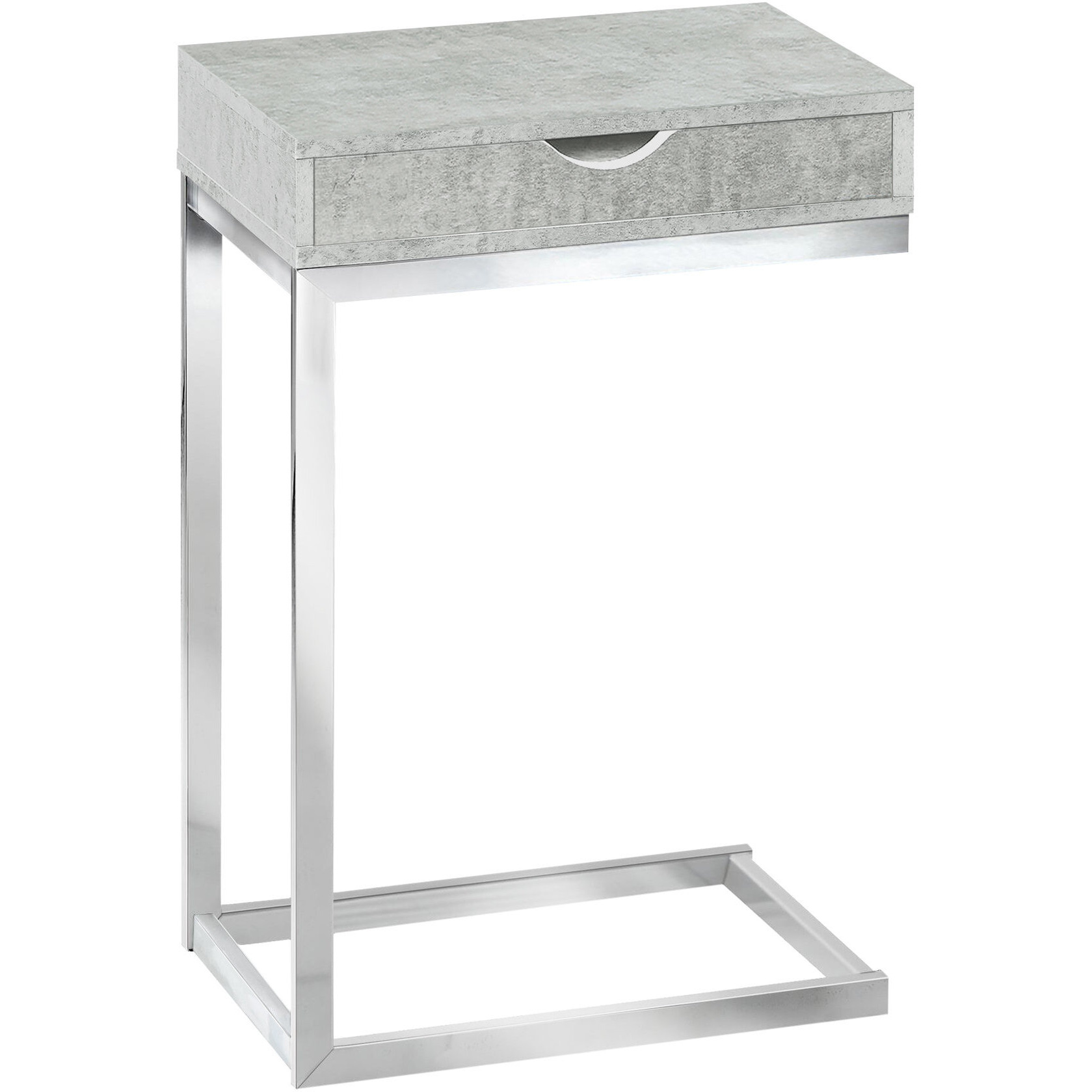 10.25"" X 15.75"" X 24.5"" Grey Finish And Laminated Metal Accent Table