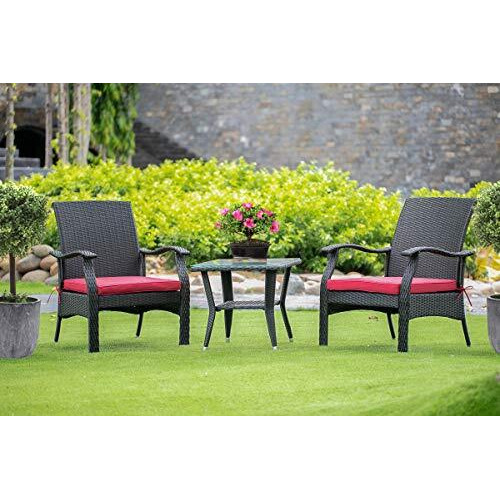 Wicker Patio Set Black  Dtl3C01B