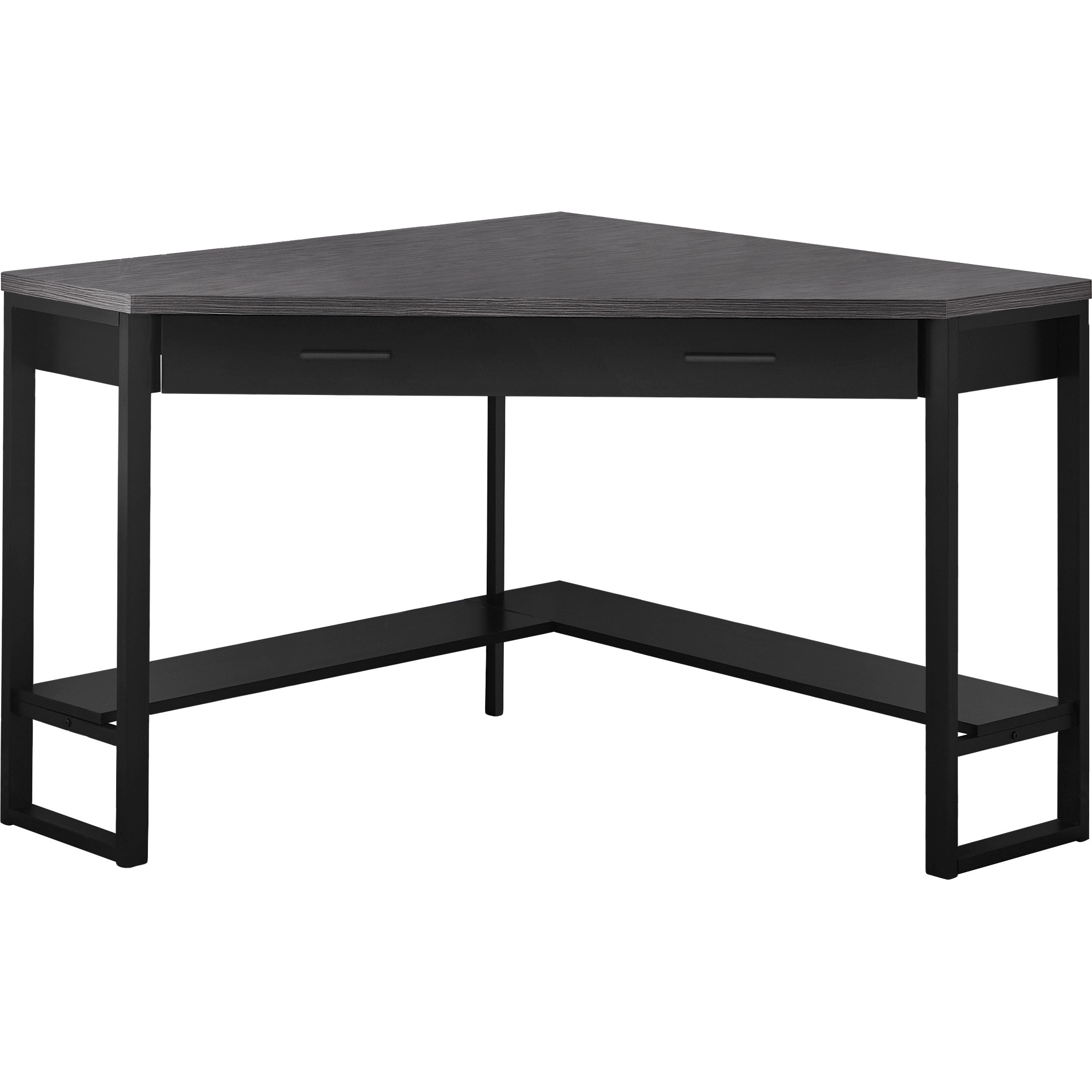 Black And Grey Top Corner Computer Desk