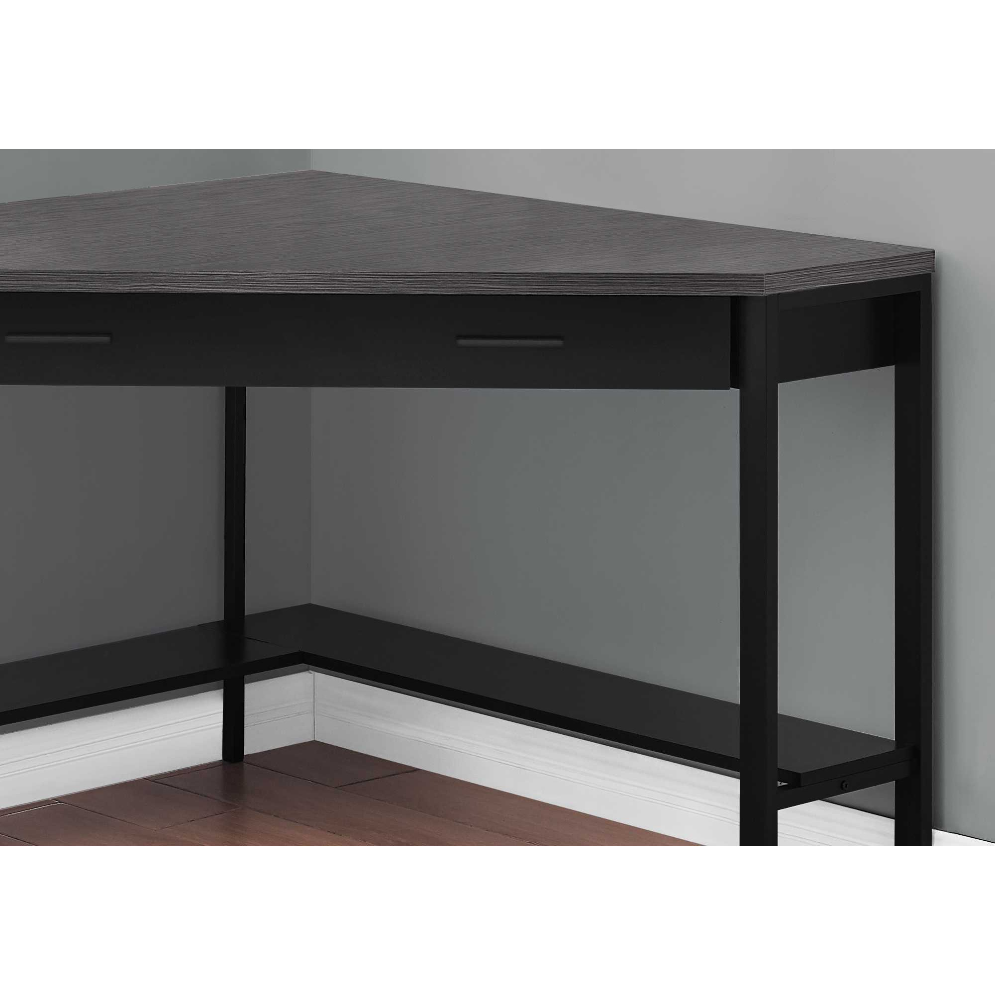 Black And Grey Top Corner Computer Desk