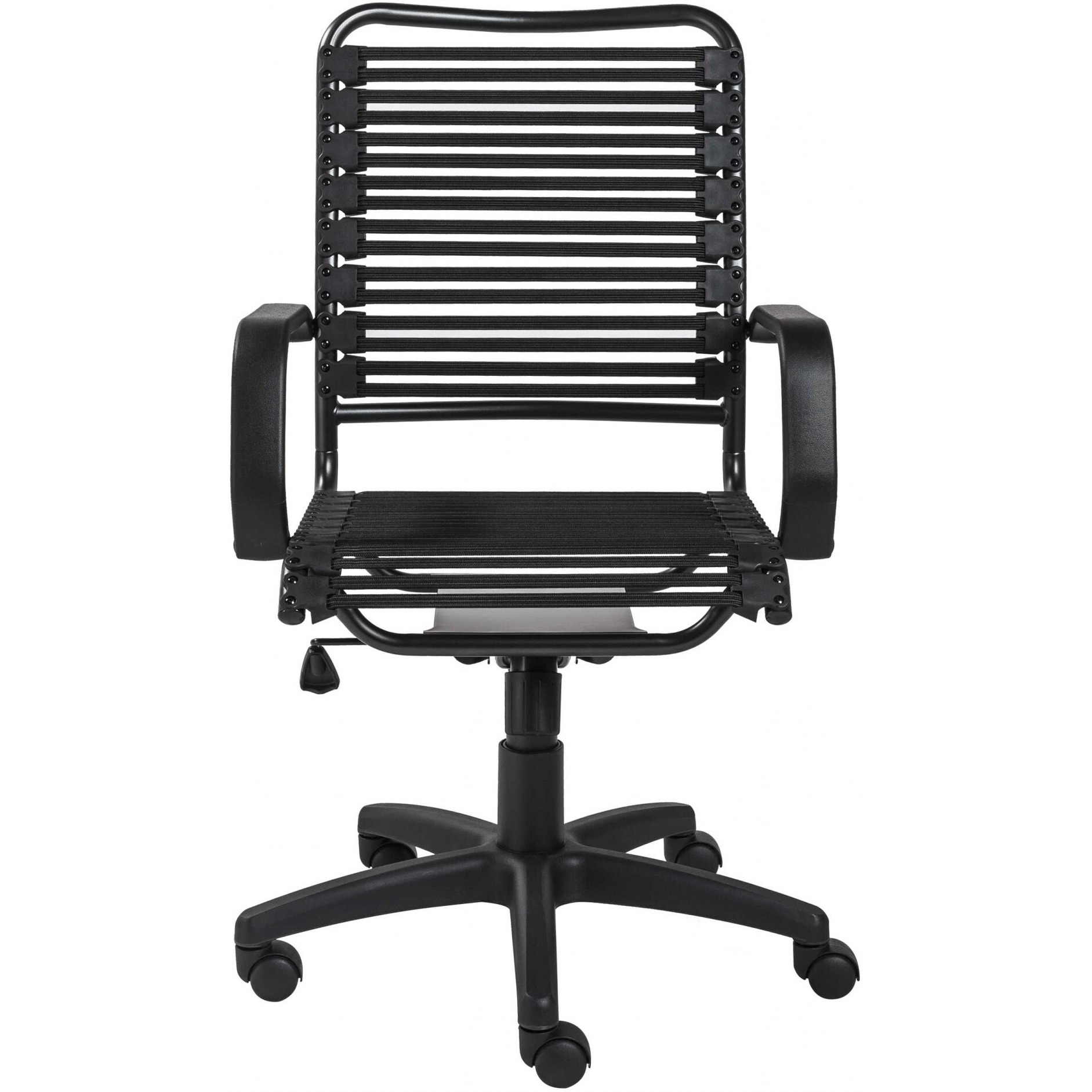 23.04"" X 25.6"" X 41.74"" Black Flat Bungie Cords High Back Office Chair With Graphite Black Frame And Base