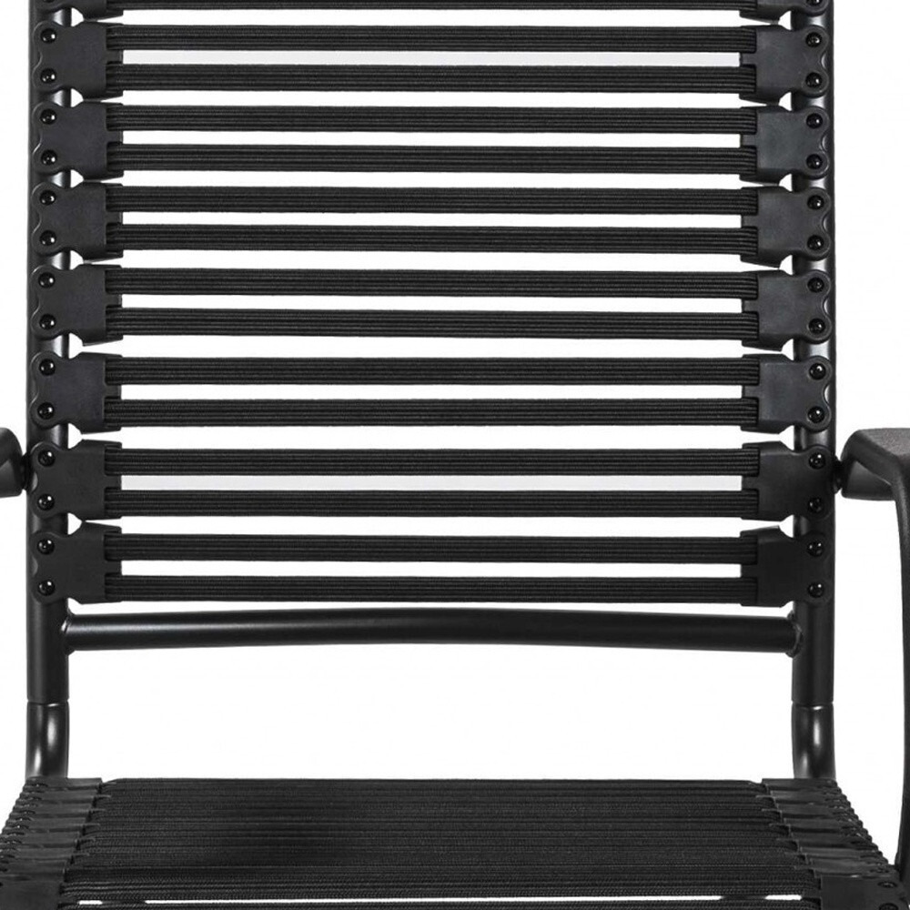 23.04"" X 25.6"" X 41.74"" Black Flat Bungie Cords High Back Office Chair With Graphite Black Frame And Base