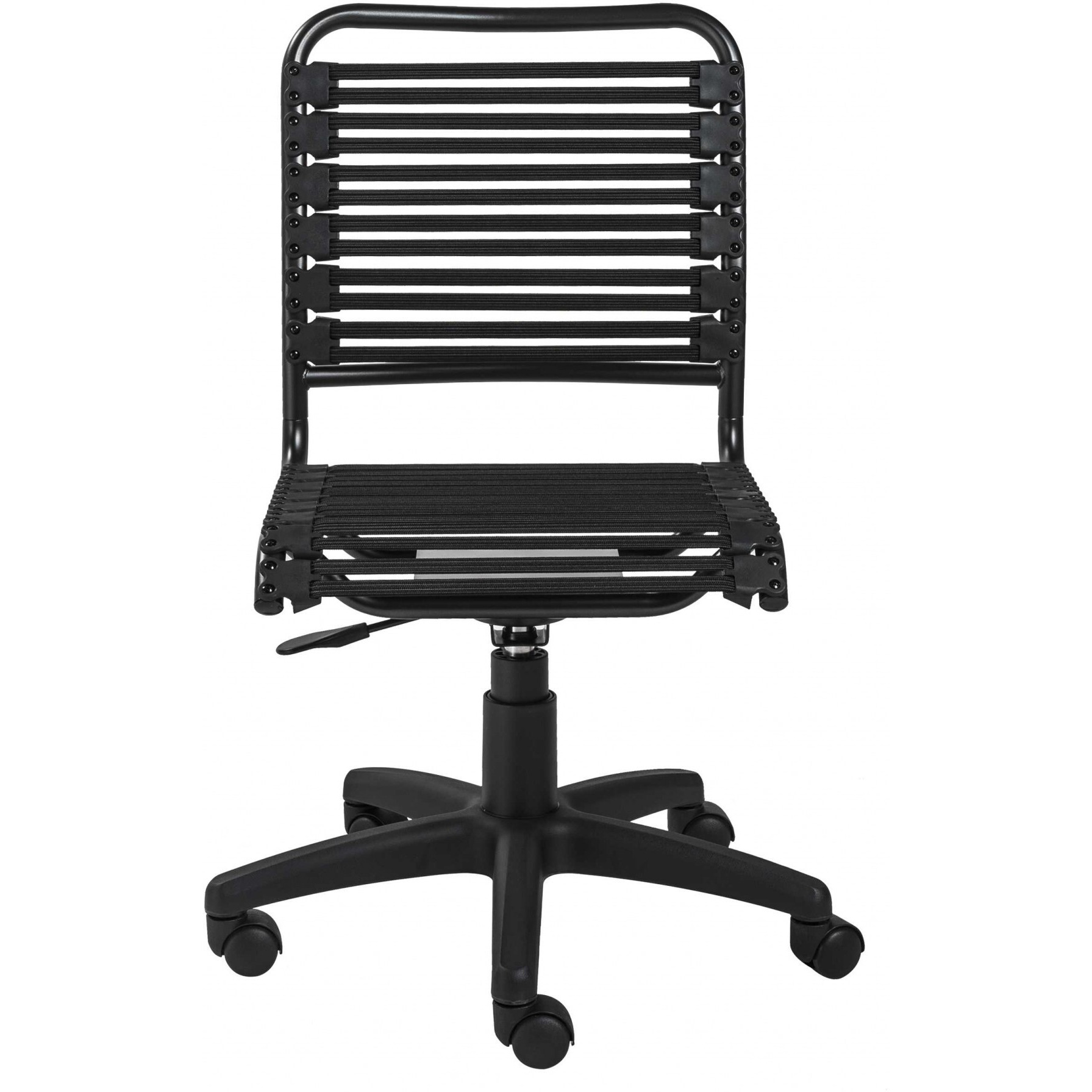 Black Flat Bungie Cord Low Back Rolling Office Chair