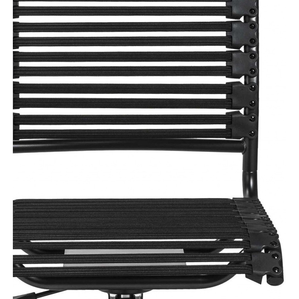 Black Flat Bungie Cord Low Back Rolling Office Chair