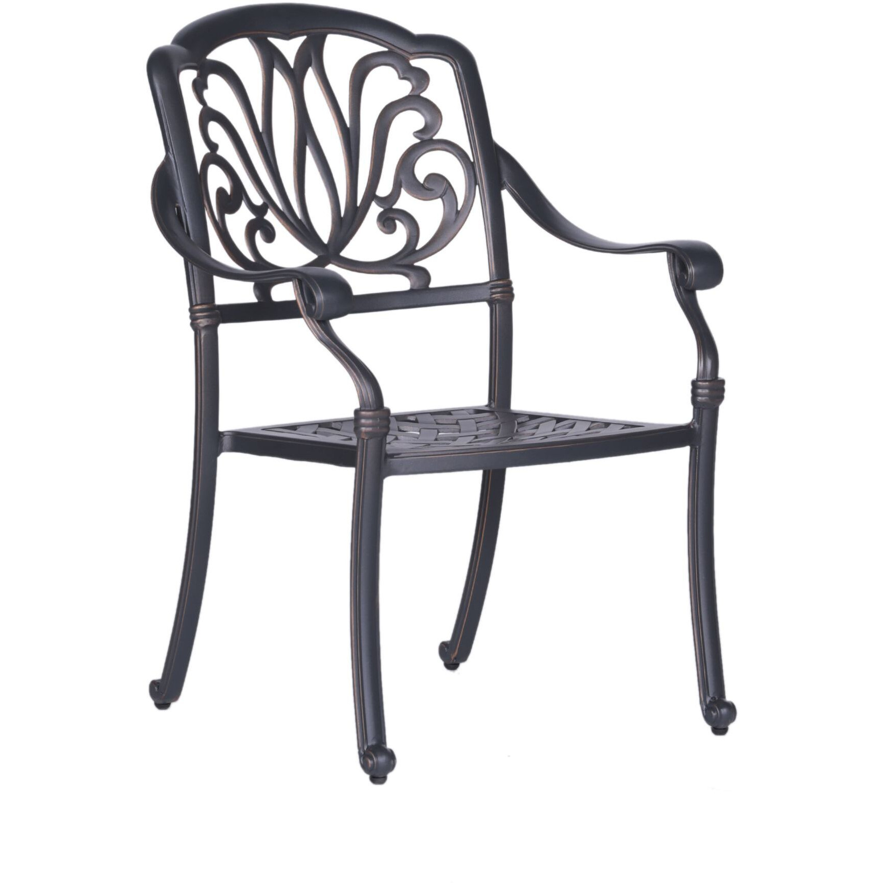 Patio Outdoor Aluminum Dining Armchair With Cushion  Set Of 2  Navy Blue(D0102H74Tu8)