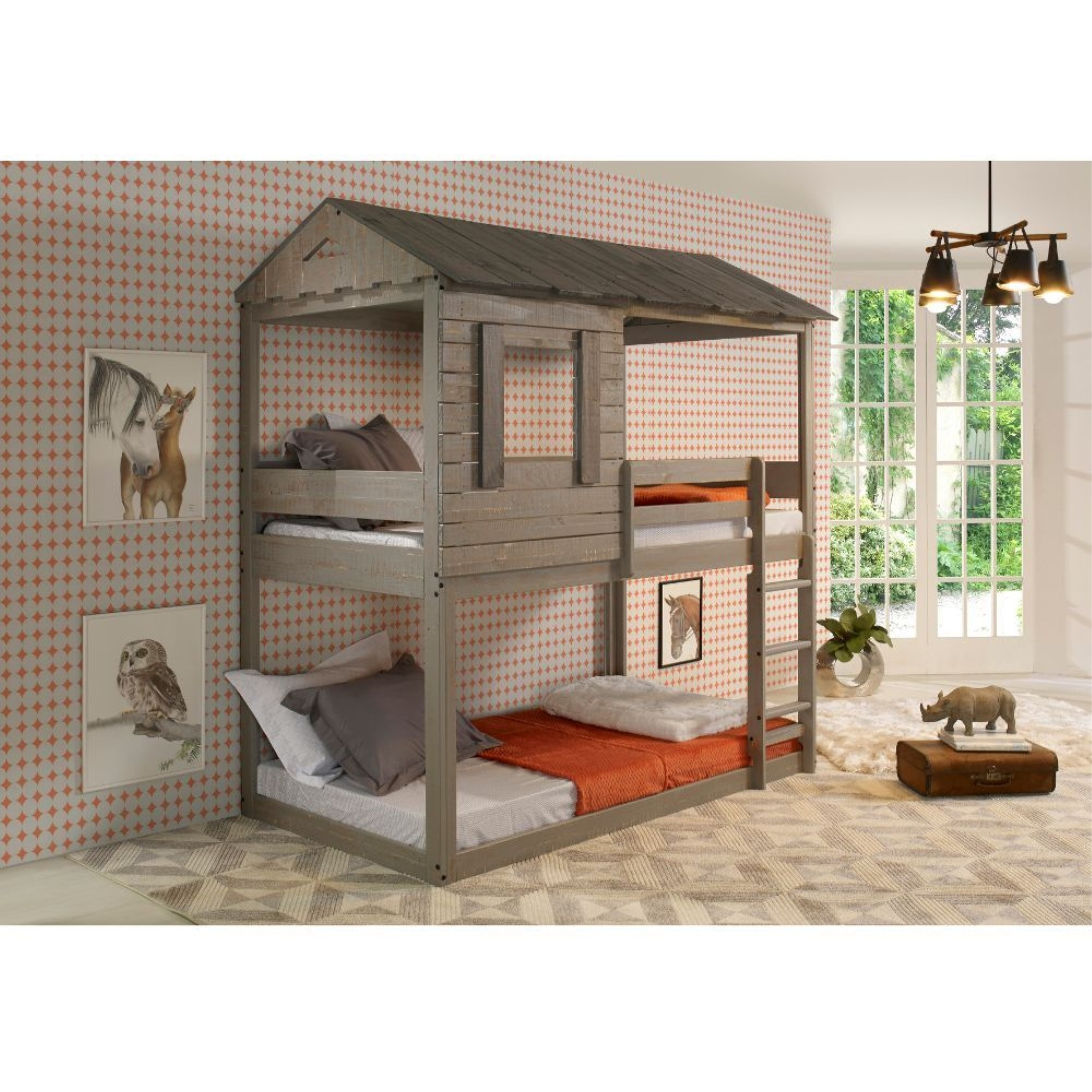 Acme Darlene Twin/Twin Bunk Bed  Rustic Gray