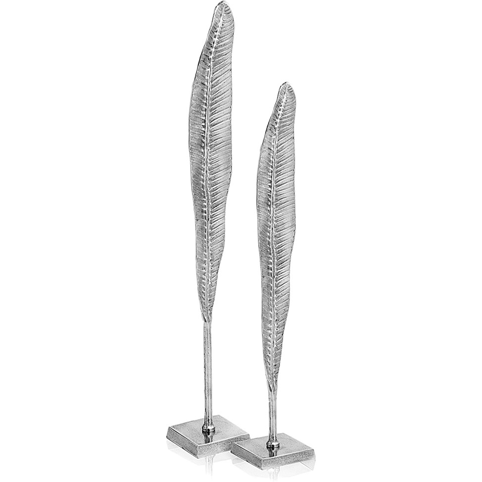 Rough Silver Tall Thin Set Of 2 Leaves