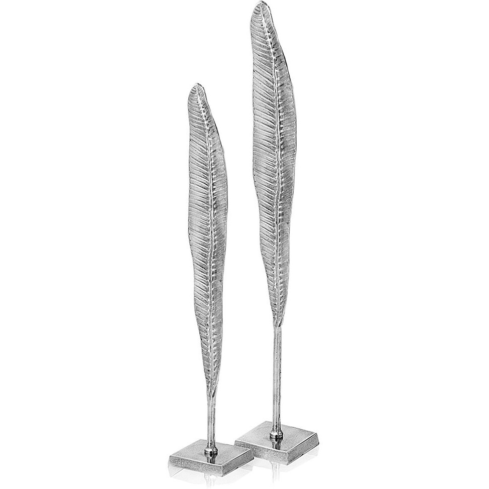 Rough Silver Tall Thin Set Of 2 Leaves
