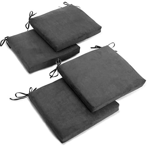 20-Inch By 19-Inch Solid Microsuede Chair Cushions (Set Of 4) 93454-4Ch-Ms-Gy