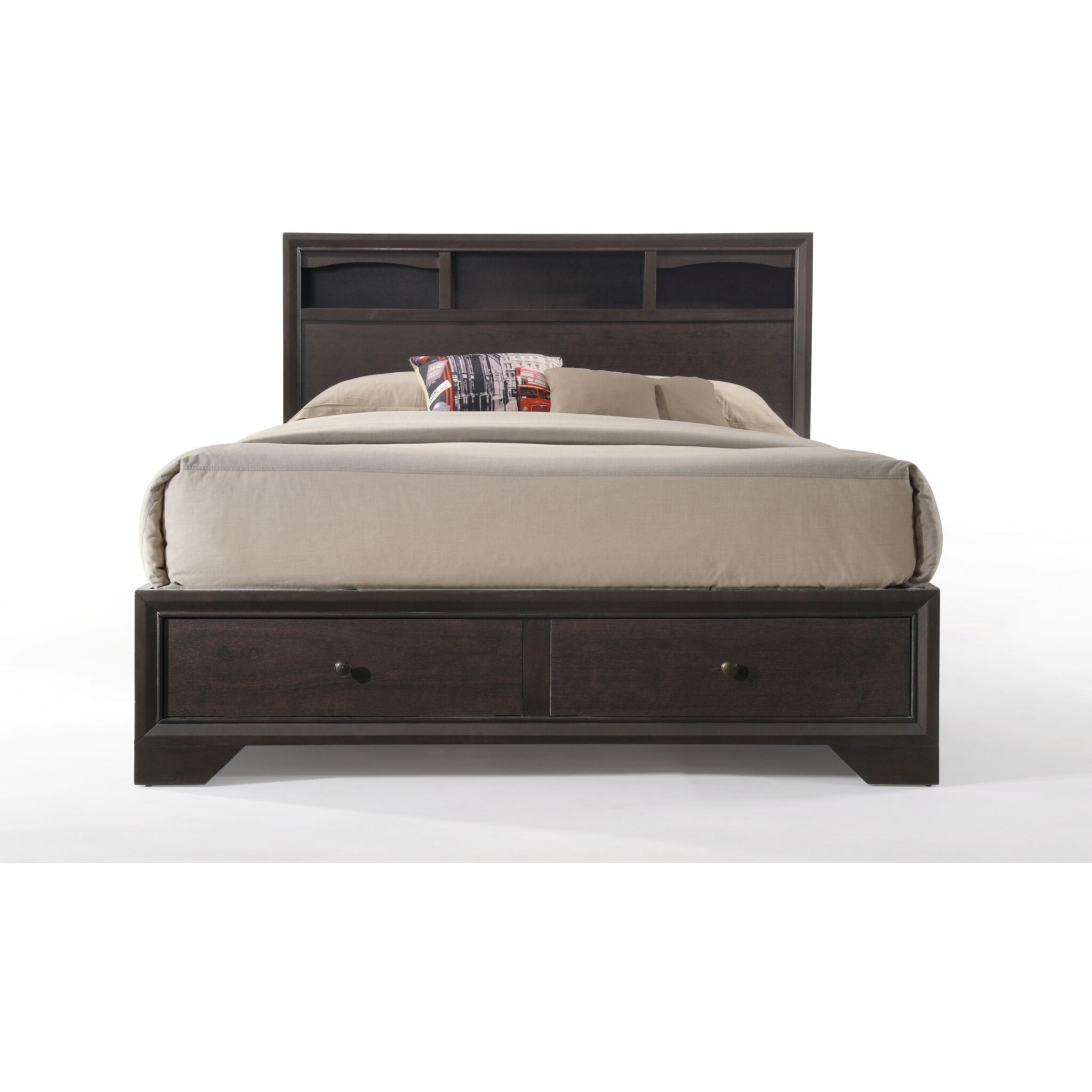 Rich Espresso Finish Queen Bed With Storage