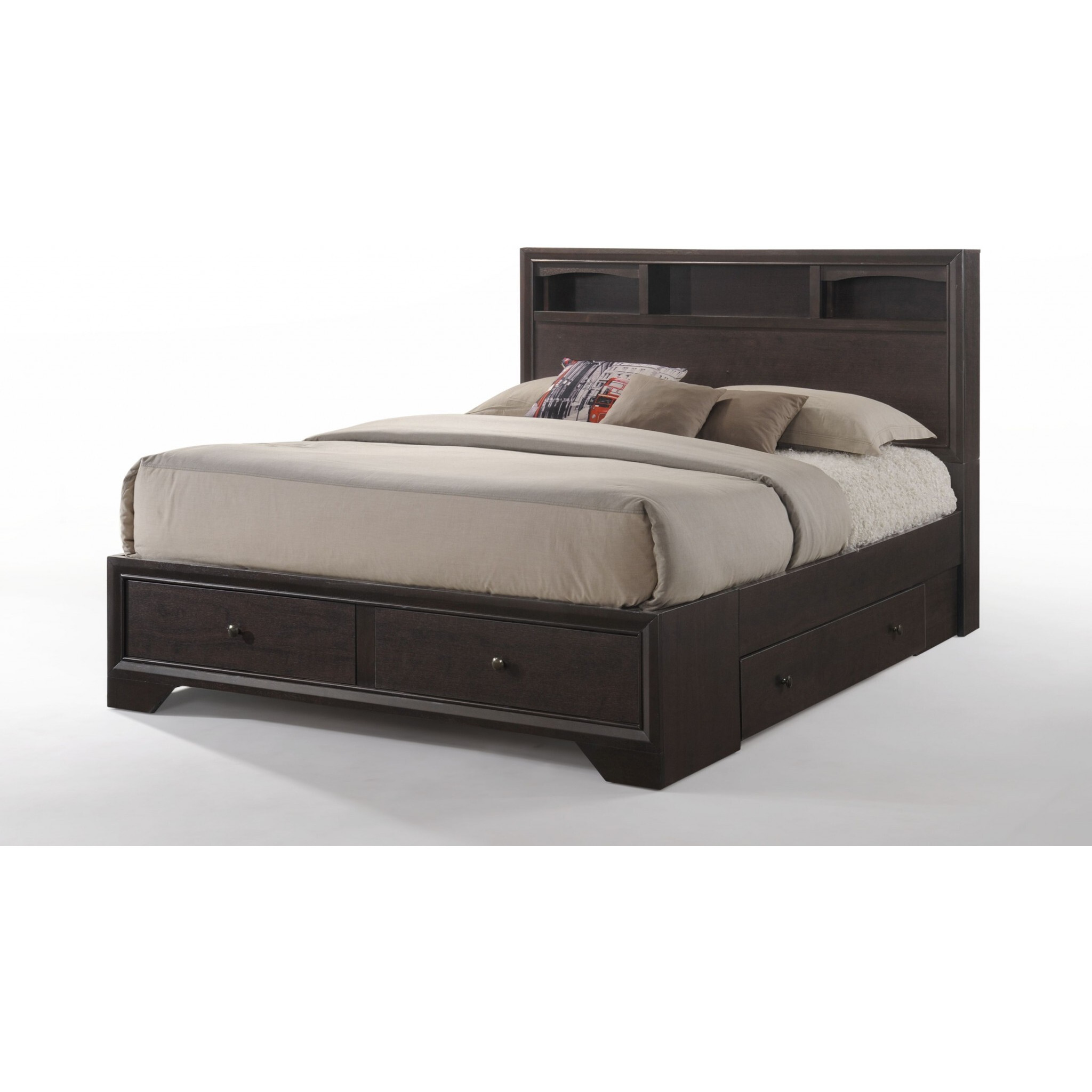 Rich Espresso Finish Queen Bed With Storage
