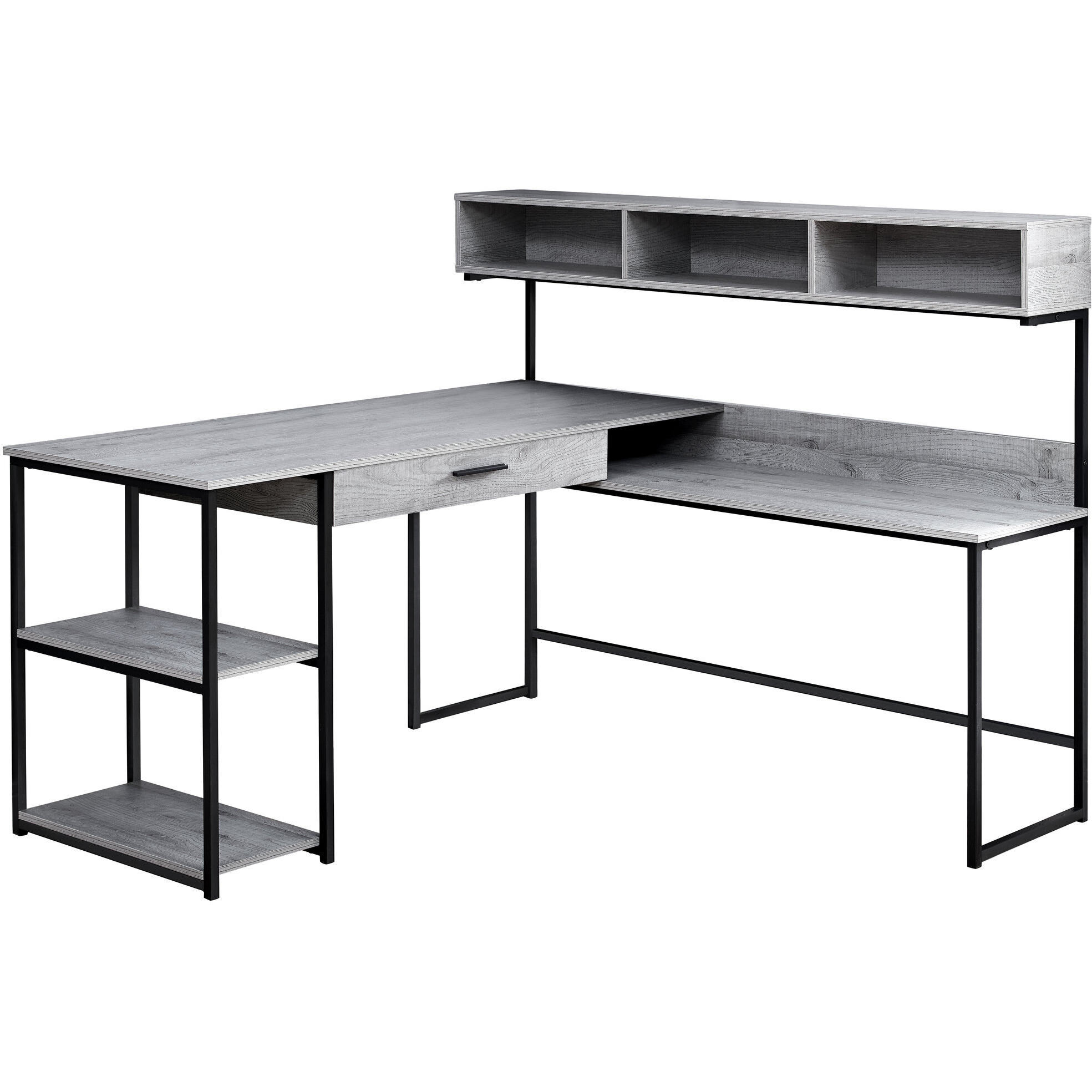 59"" Grey L-Shape Computer Desk