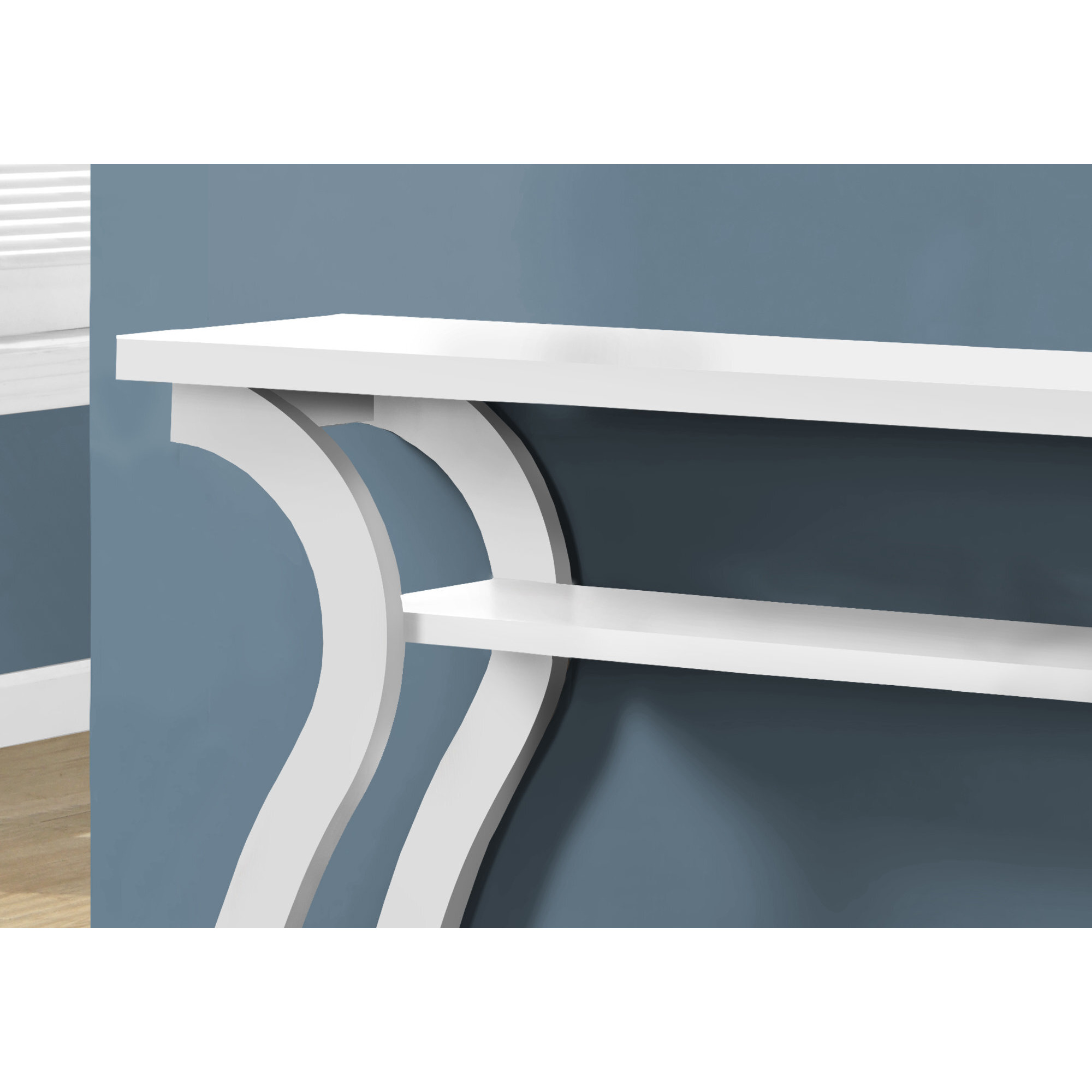 11.5"" X 47.25"" X 32"" White Hollow Core Particle Board Accent Table