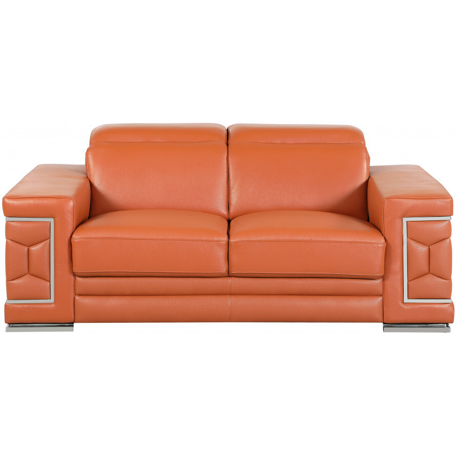 71"" Sturdy Camel Leather Loveseat