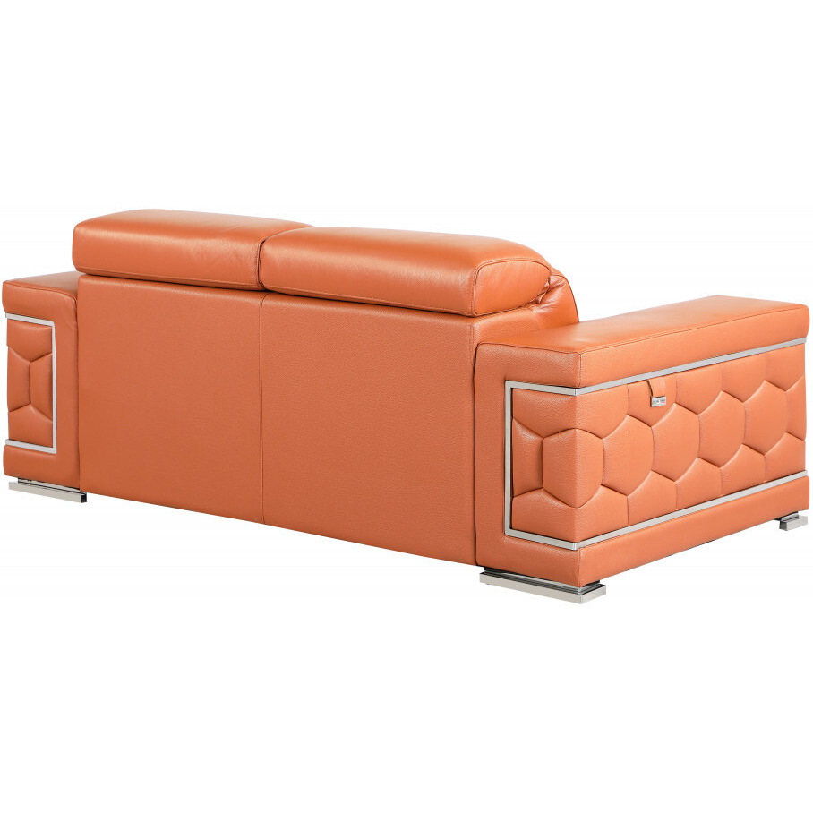 71"" Sturdy Camel Leather Loveseat