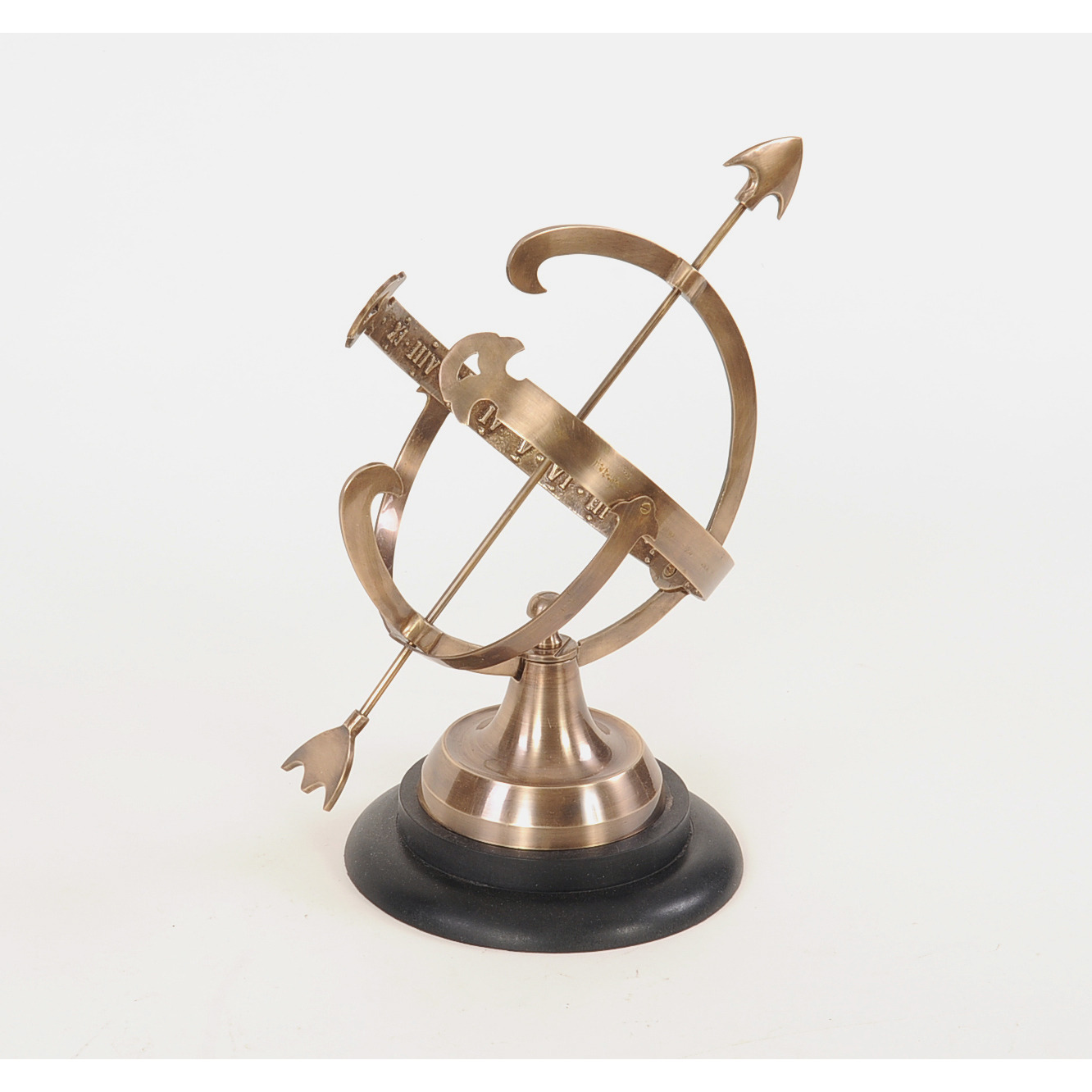 8"" X 10"" X 14.25"" Brass Armillary On Wooden Base