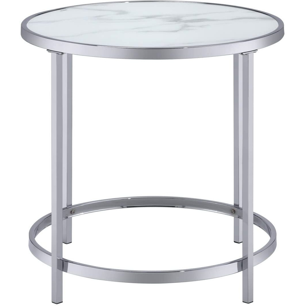 Rayne Faux Marble Top Round End Table