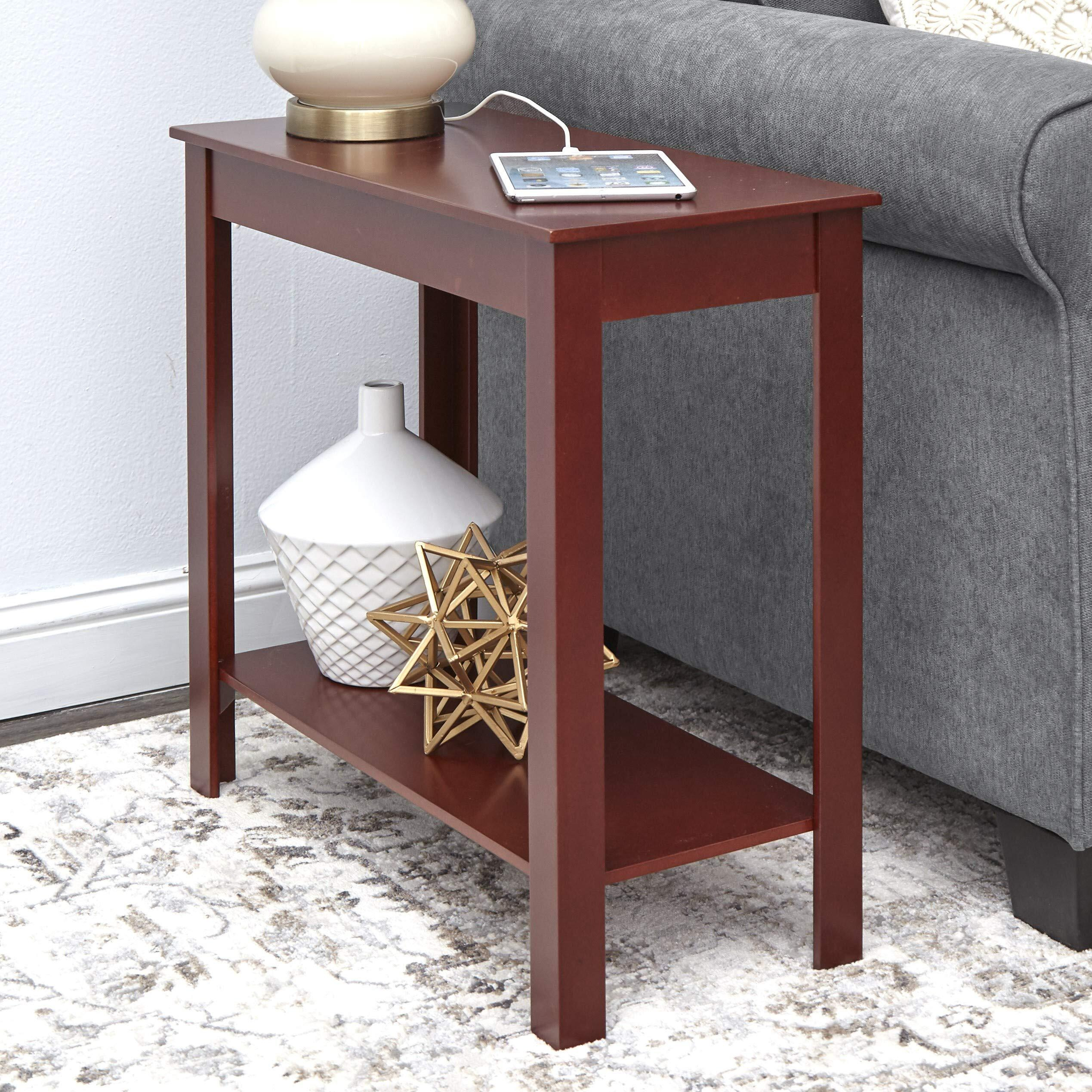 Side Table With Power Station - Walnut