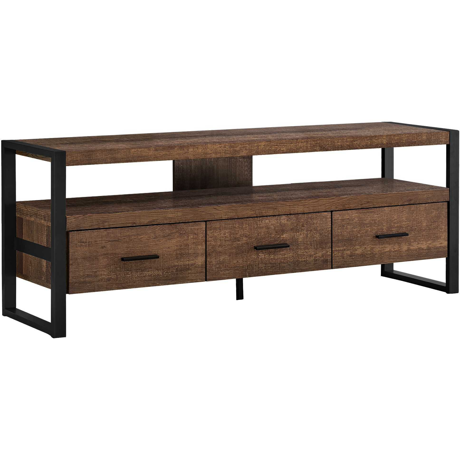 21.75"" Particle Board Hollow Core & Black Metal Tv Stand With 3 Drawers
