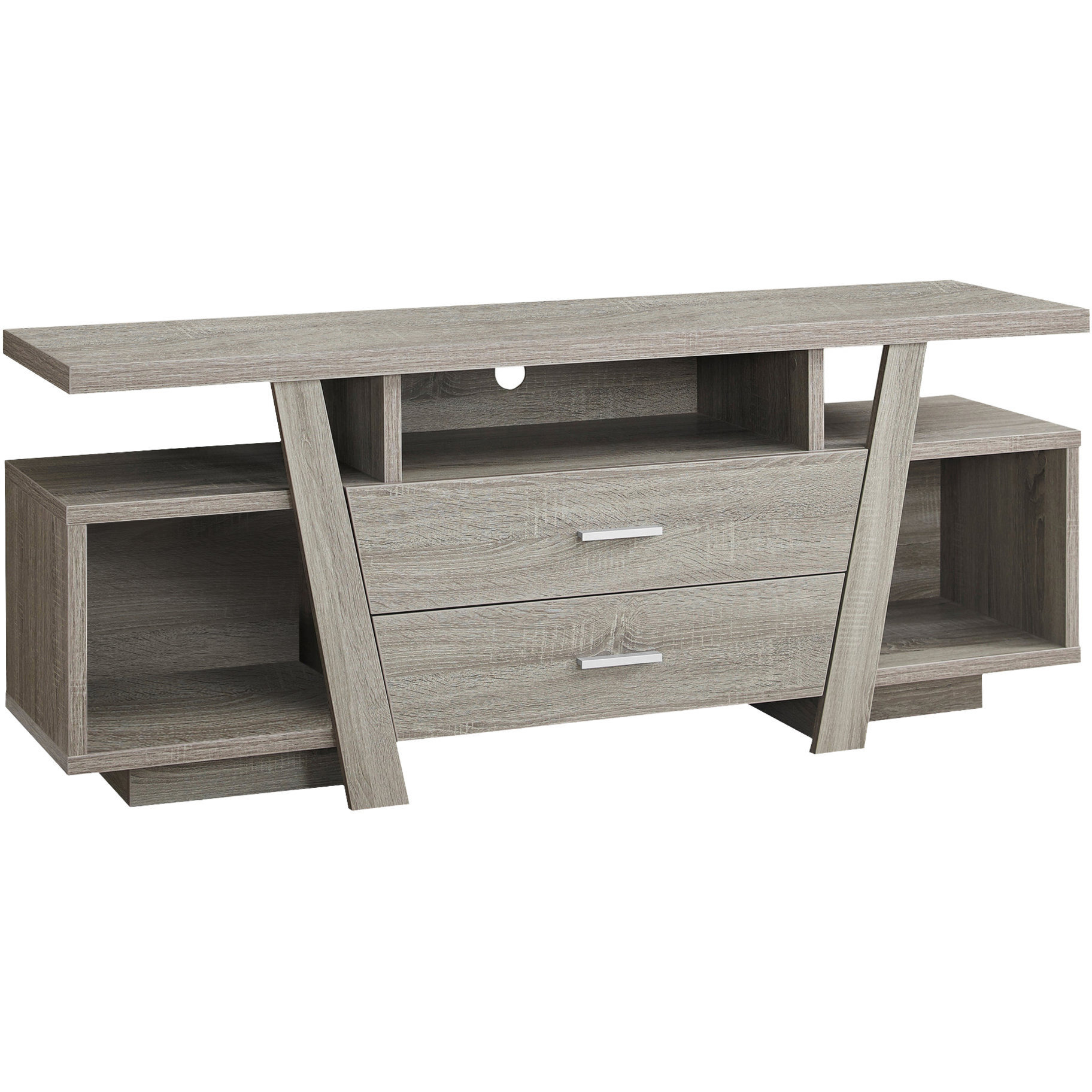 15.5"" X 60"" X 23.75"" Dark Taupe Particle Board Hollow Core Tv Stand With 2 Drawers