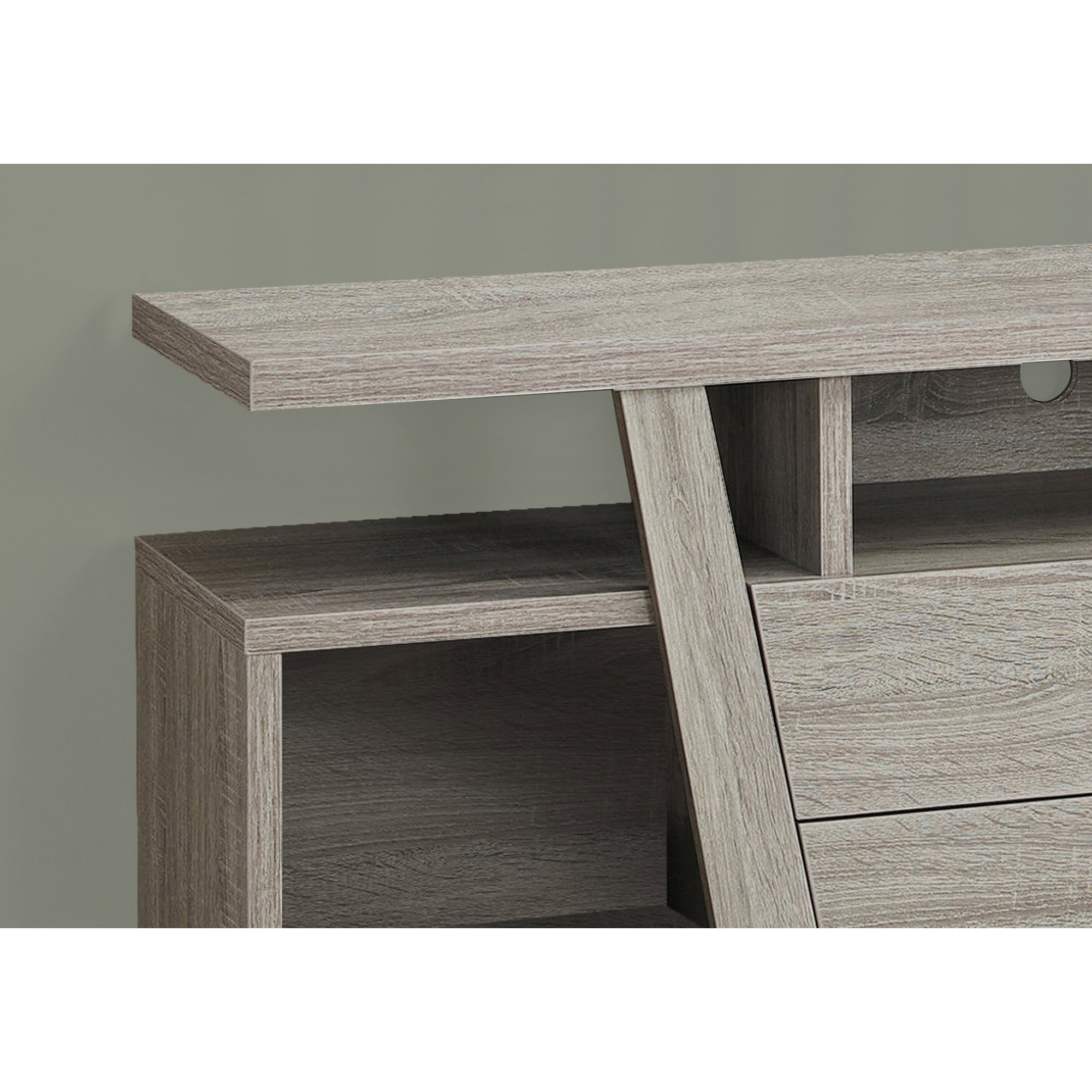 15.5"" X 60"" X 23.75"" Dark Taupe Particle Board Hollow Core Tv Stand With 2 Drawers