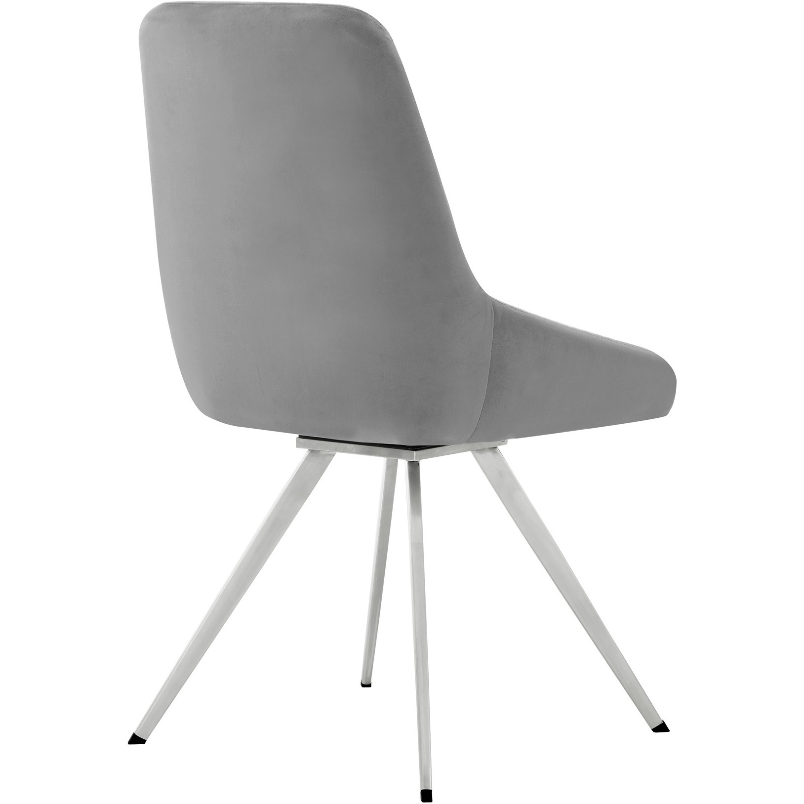 Skye Swivel Gray Velvet And Brushed Stainless Steel Dining Room Chairs - Set Of 2