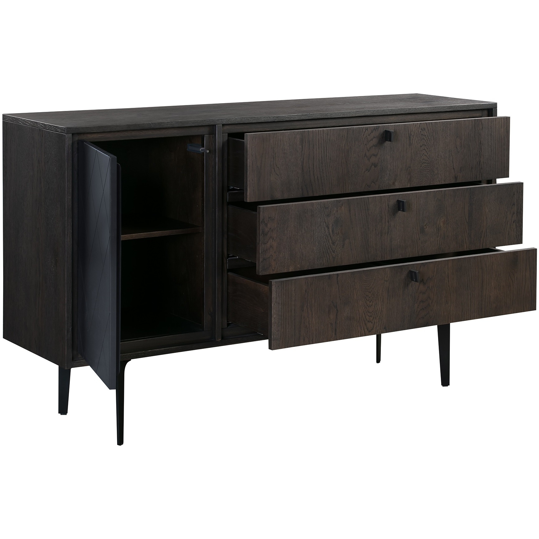 Cross Solid Oak And Metal 3 Drawer Dresser