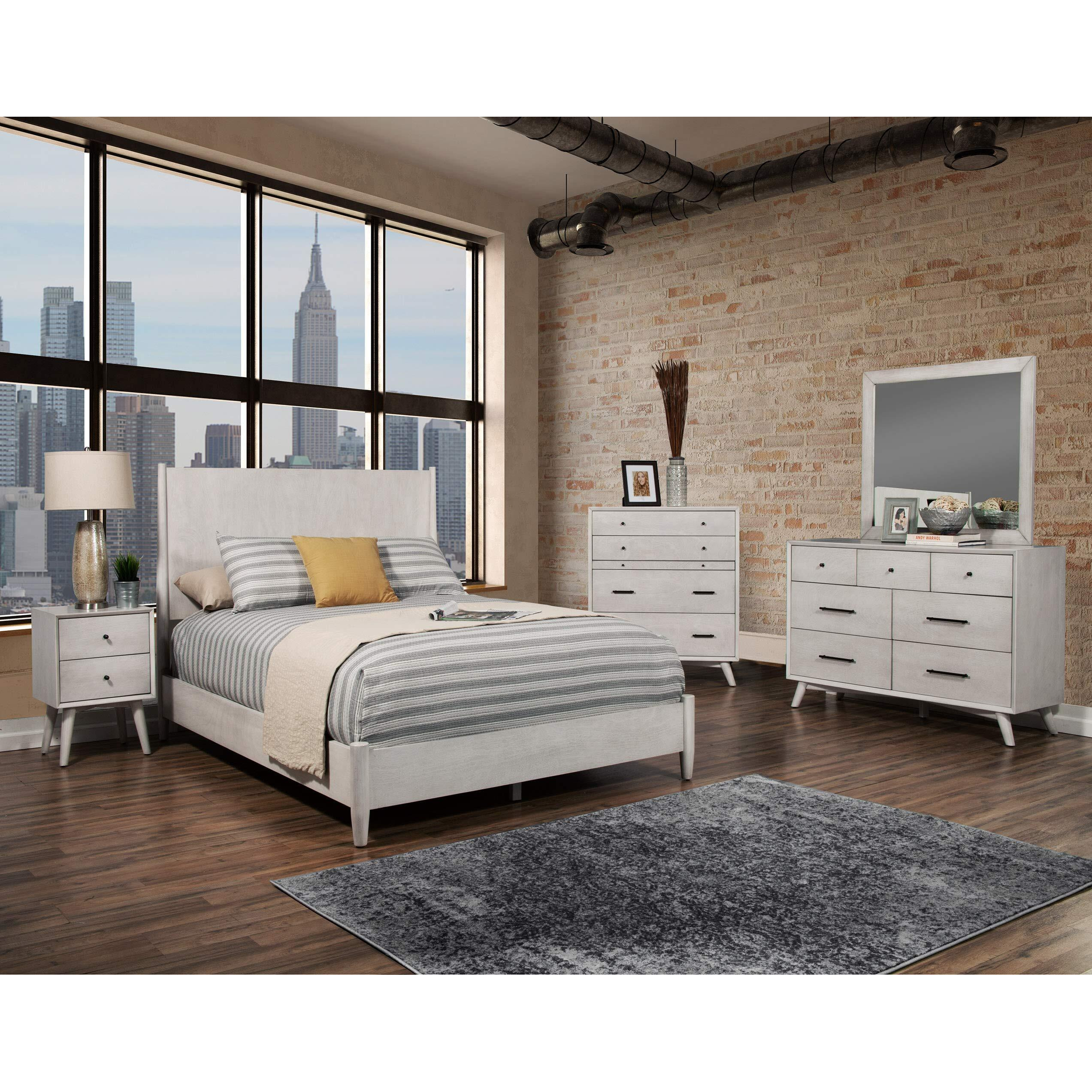 Flynn Mid Century Modern Full Size Panel Bed  Gray