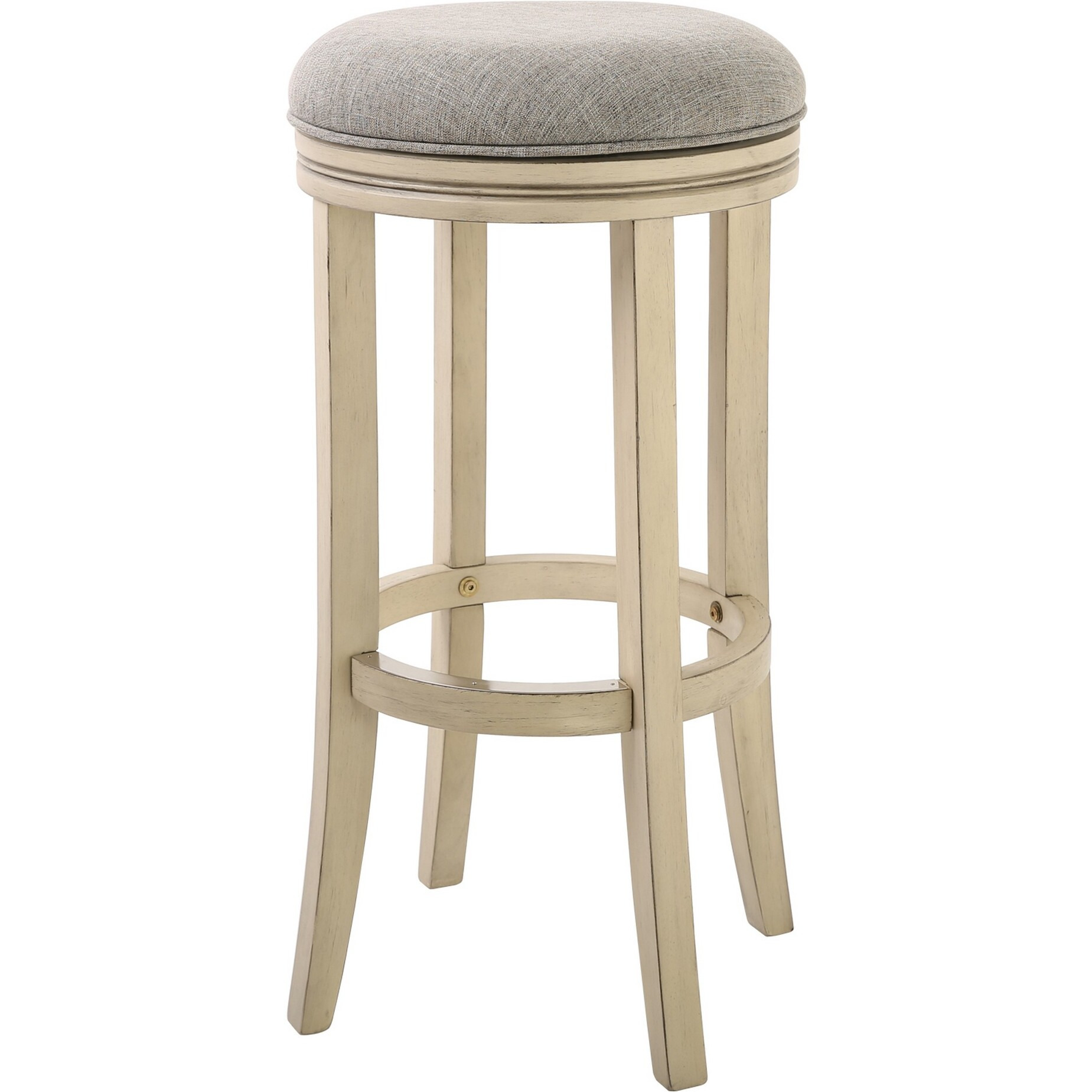 30"" Ivory Finished Solid Wood Frame In Paradigm Quartz Fabric Bar Stool