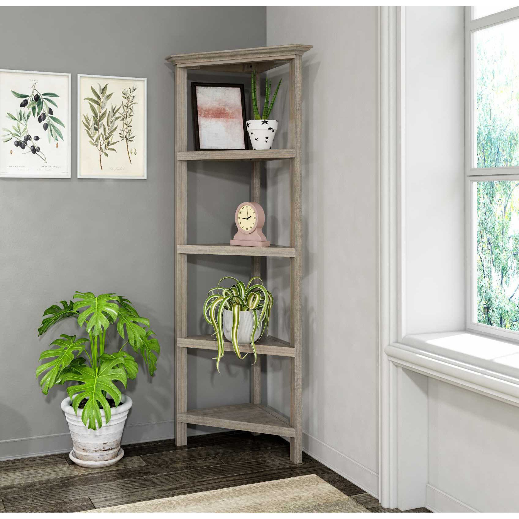 60"" Bookcase With 2 Shelves In Washed Grey