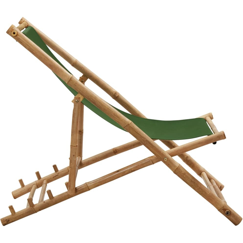 Vidaxl Deck Chair Bamboo And Canvas Green