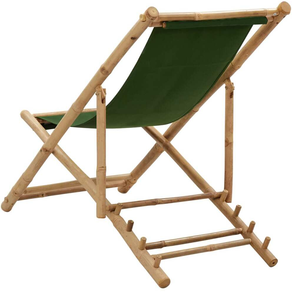 Vidaxl Deck Chair Bamboo And Canvas Green