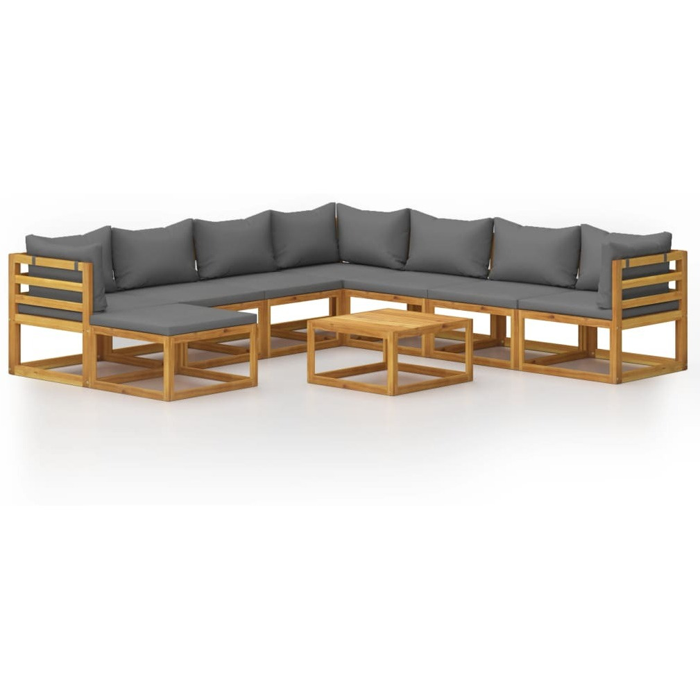Vidaxl 9 Piece Patio Lounge Set With Cushion Solid Acacia Wood