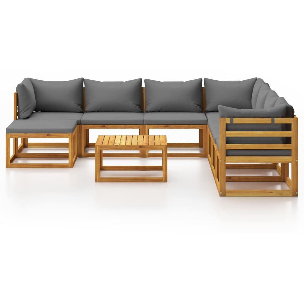 Vidaxl 9 Piece Patio Lounge Set With Cushion Solid Acacia Wood