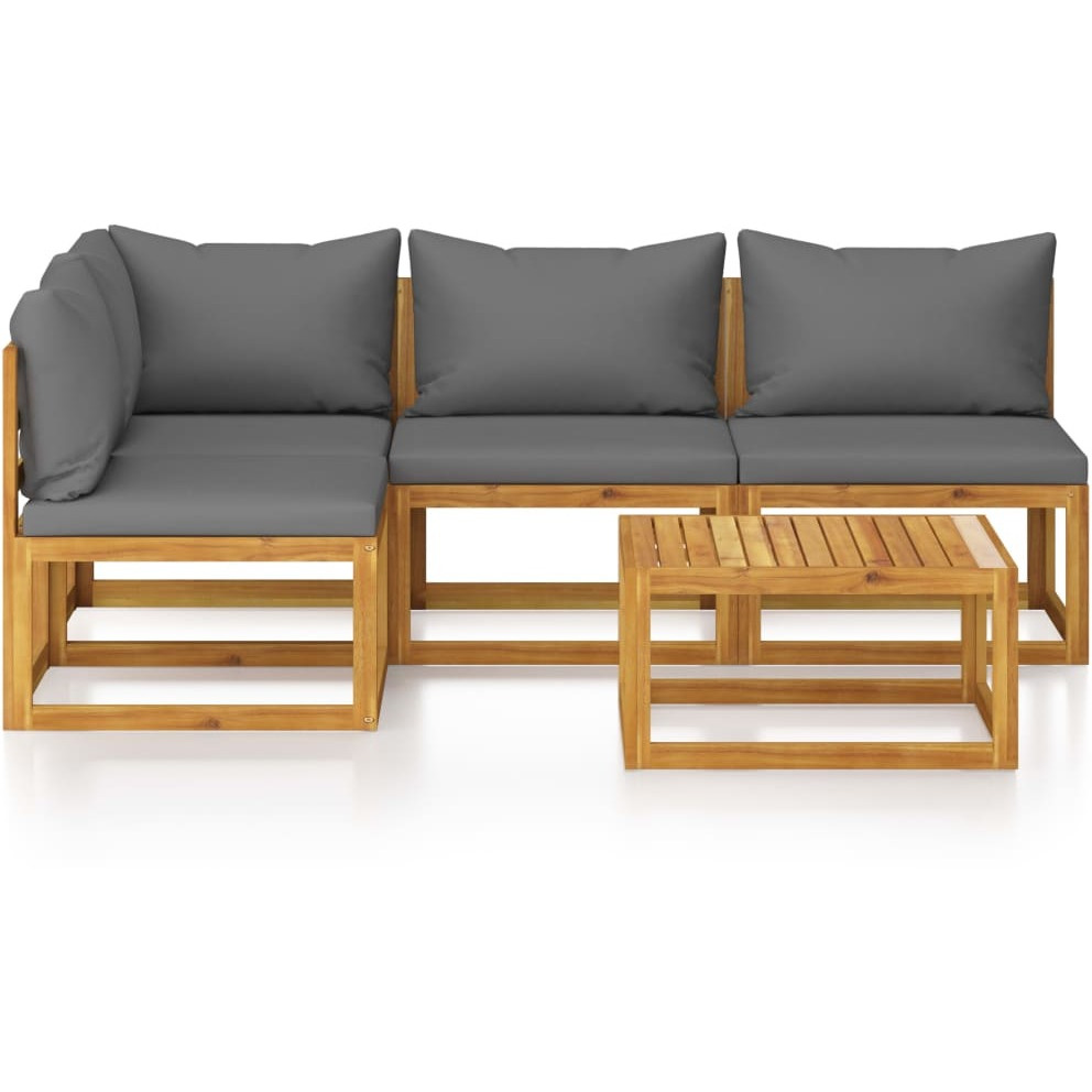 Vidaxl 5 Piece Patio Lounge Set With Cushion Solid Acacia Wood
