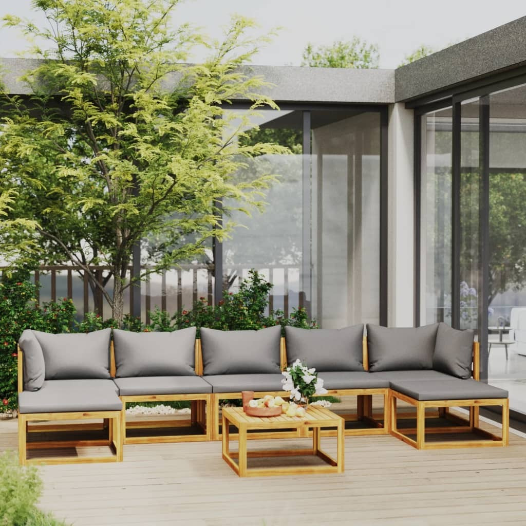 Vidaxl 8 Piece Patio Lounge Set With Cushion Solid Acacia Wood