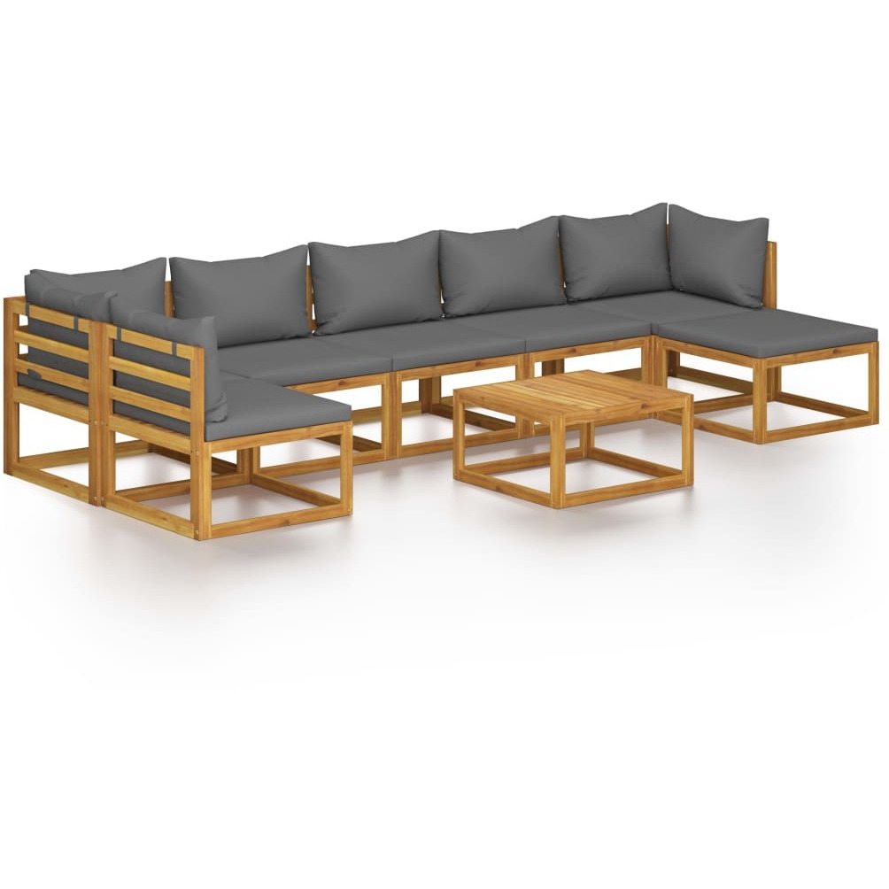 Vidaxl 8 Piece Patio Lounge Set With Cushion Solid Acacia Wood