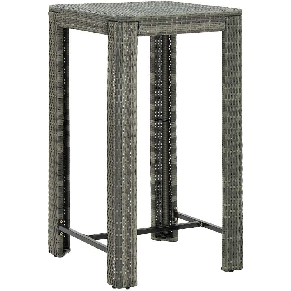 Vidaxl Patio Bar Table Gray 23.8"&quotX23.8"&quotX43.5"" Poly Rattan
