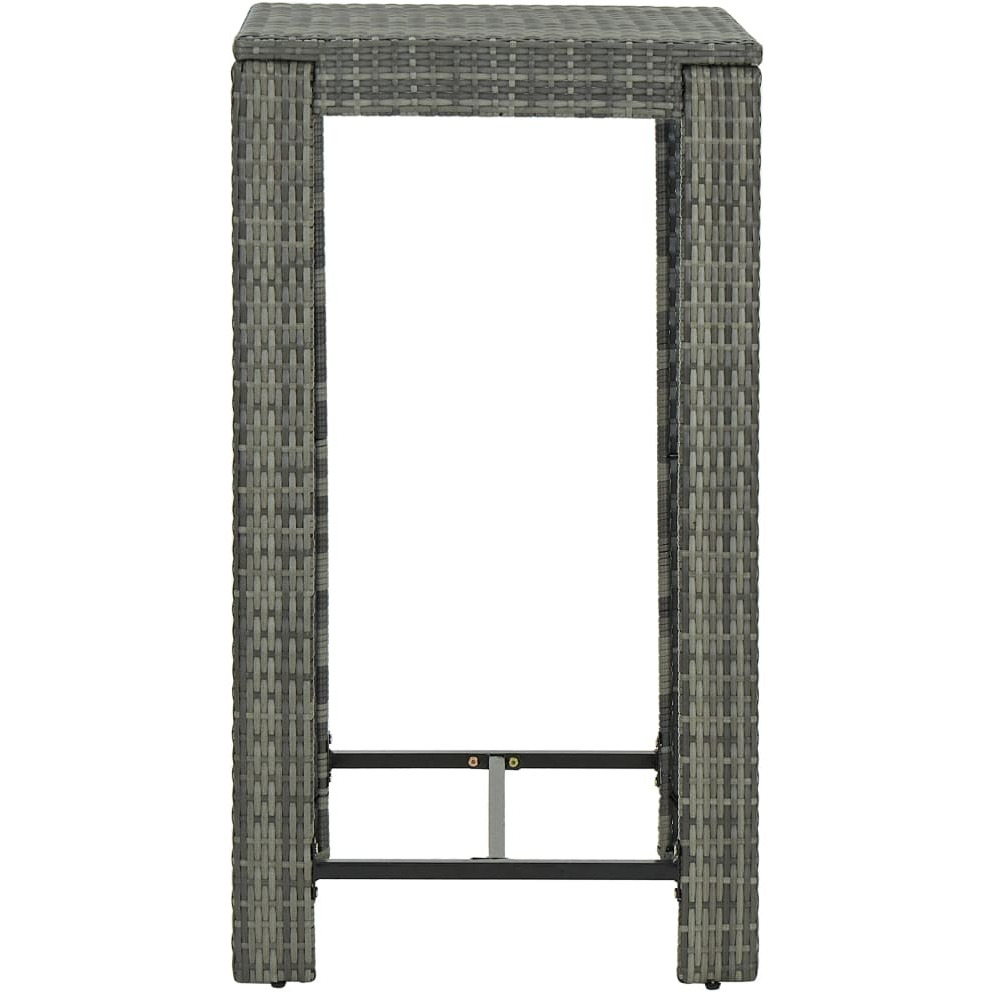 Vidaxl Patio Bar Table Gray 23.8"&quotX23.8"&quotX43.5"" Poly Rattan