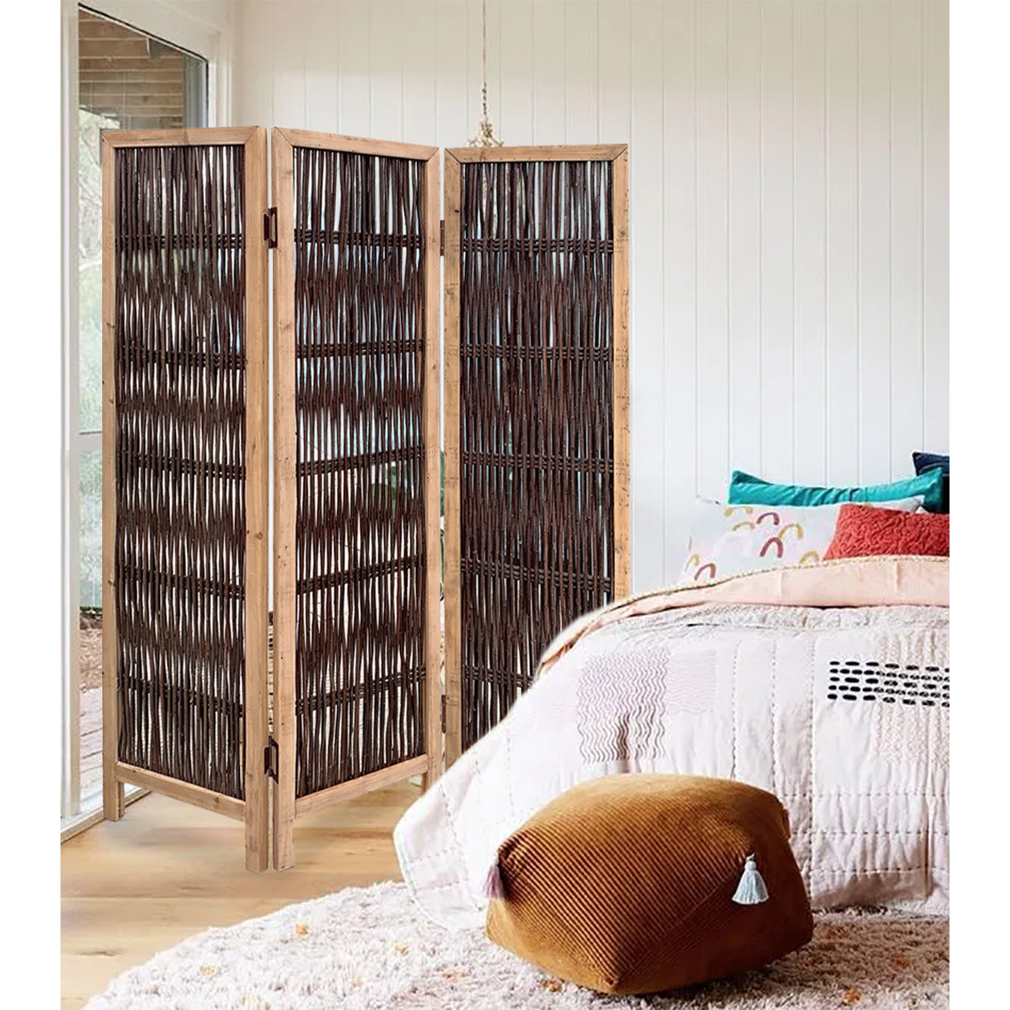 3 Panel Kirkwood Room Divider With Interconnecting Branches Design