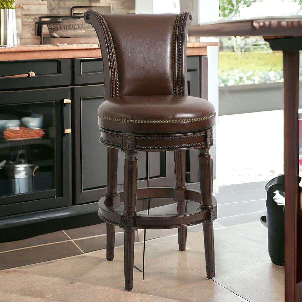 45"" Walnut Hardwood Frame Upholstered Bar Stool