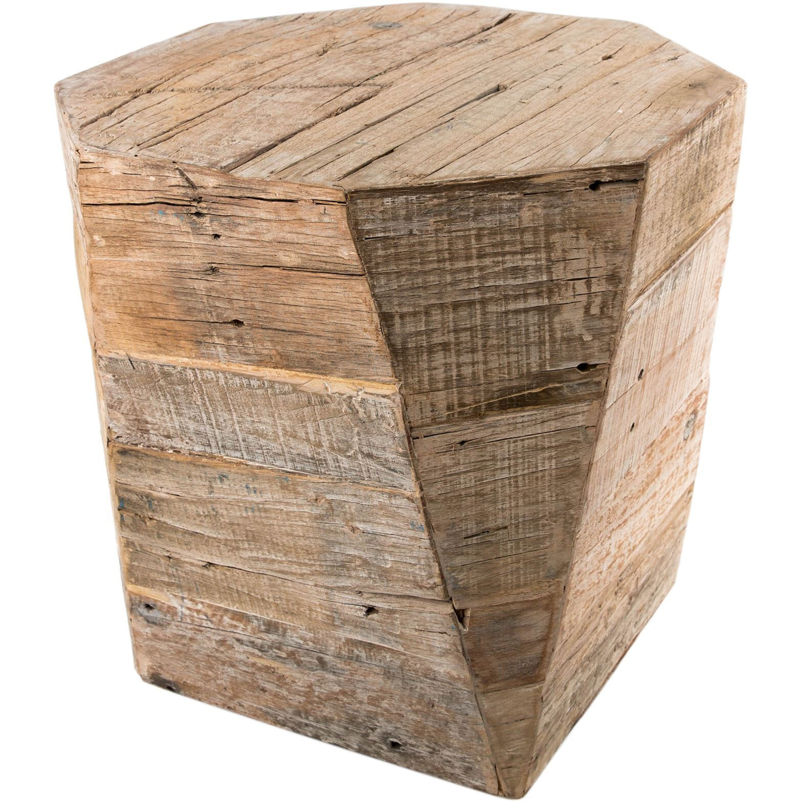 Light Brown Solid Wood Side Table With Octagonal Top