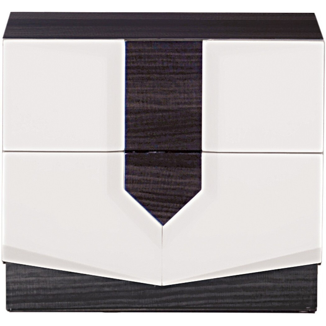 White And Grey Nightstand With 2 Drawer