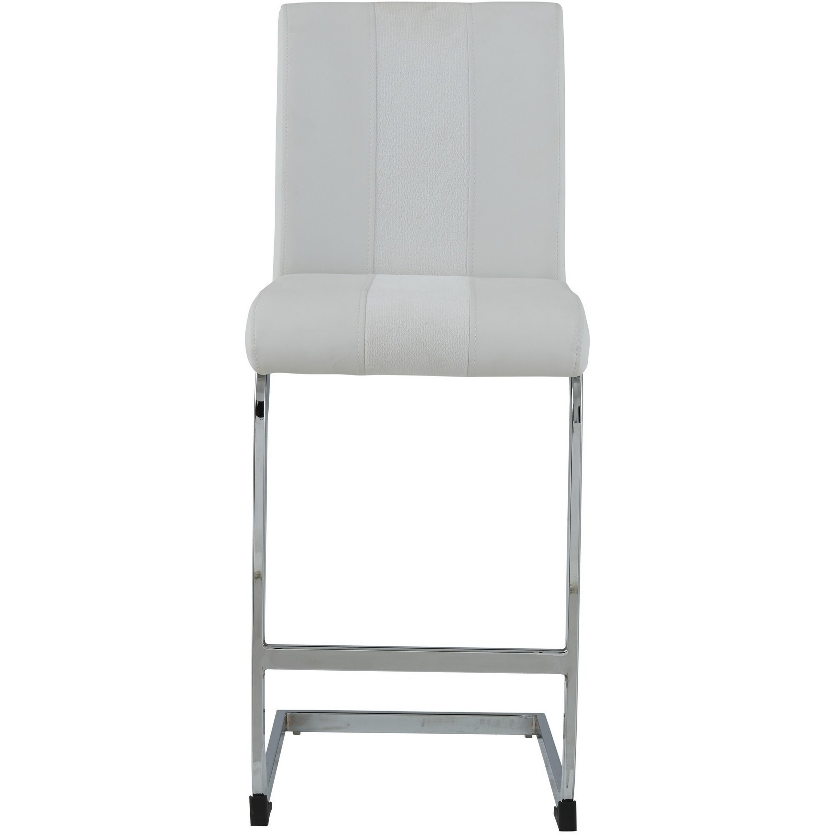 Set Of 4 White Two Tone Barstools With Silver Tone Metal Base