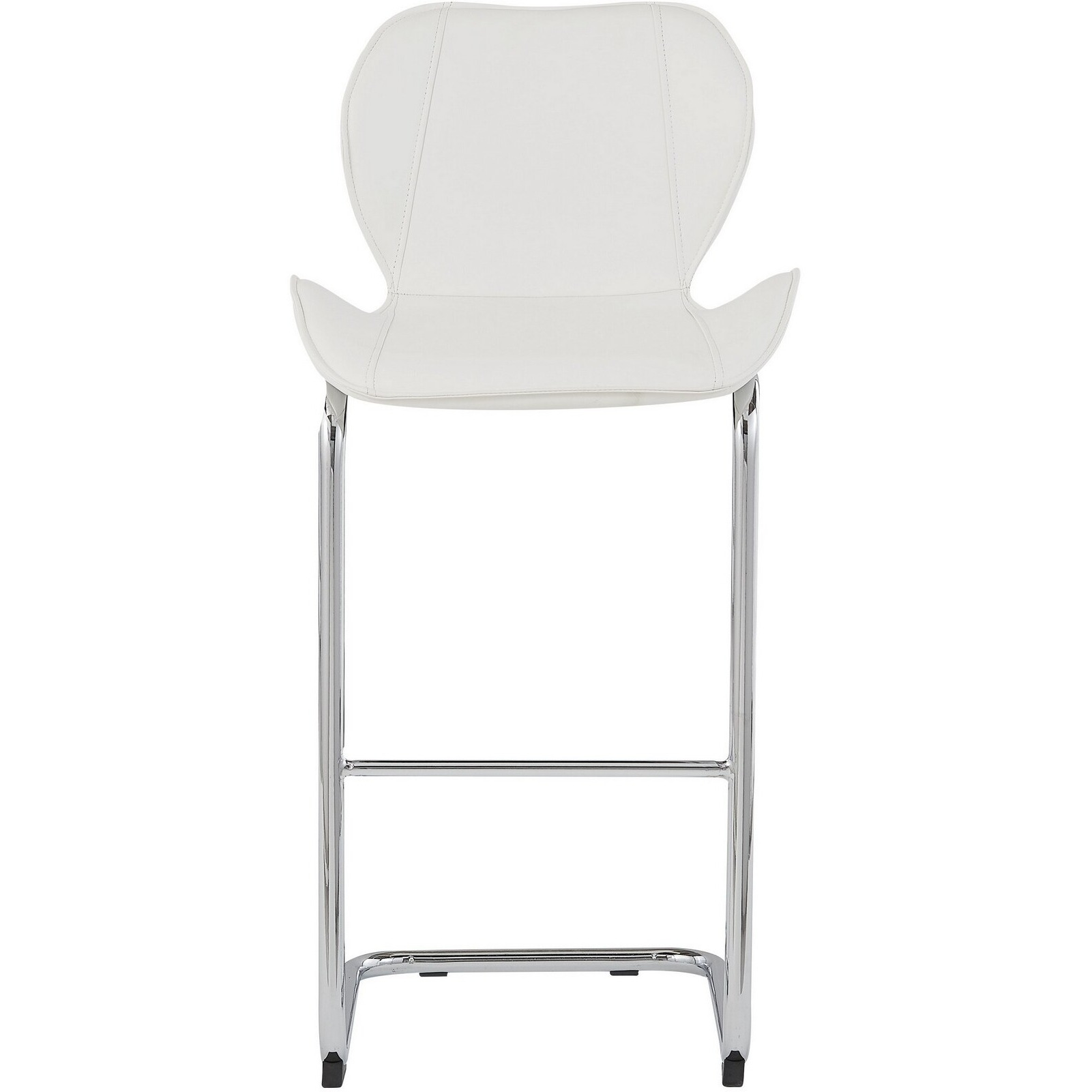 Set Of 4 Modern White Barstools With Chrome Legs