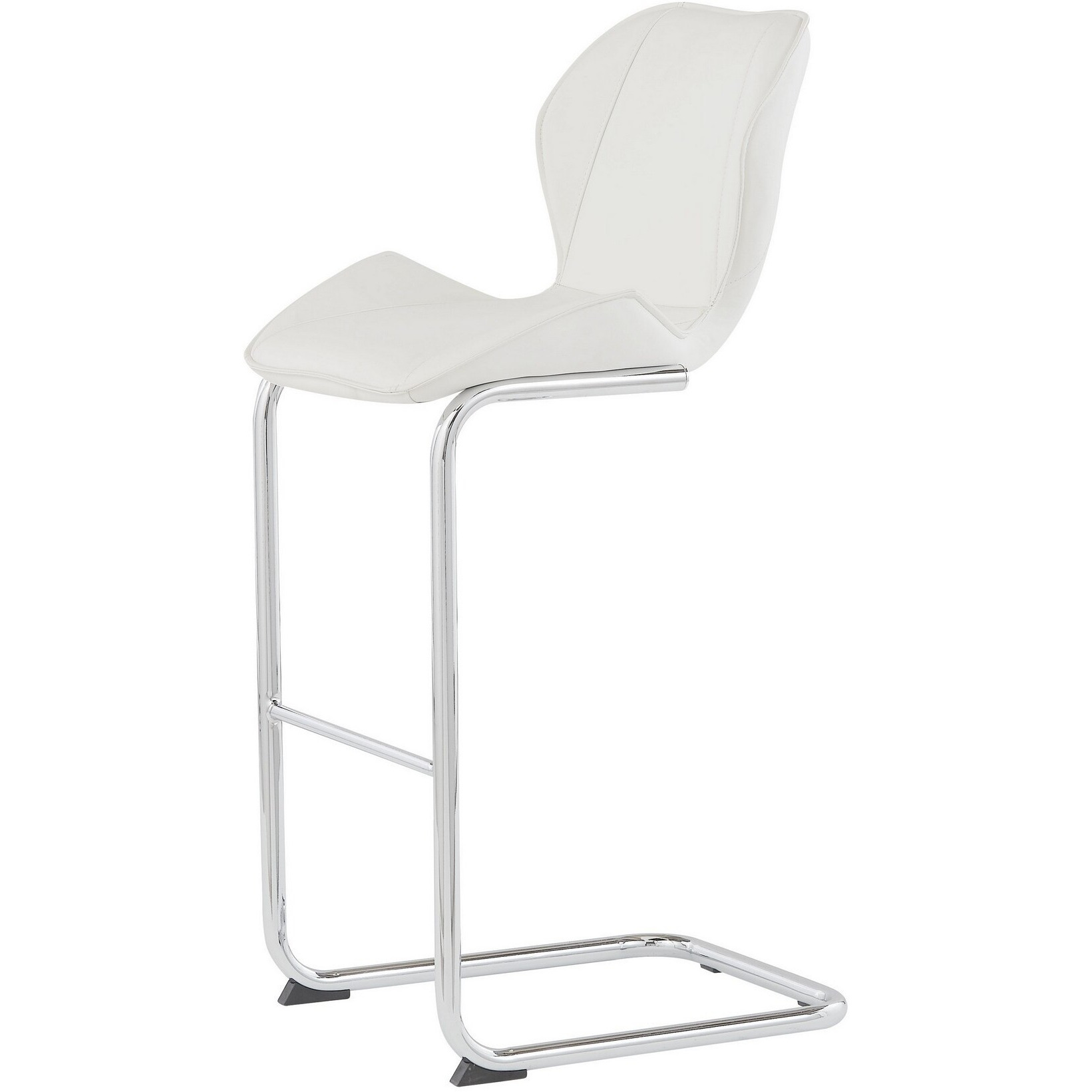 Set Of 4 Modern White Barstools With Chrome Legs