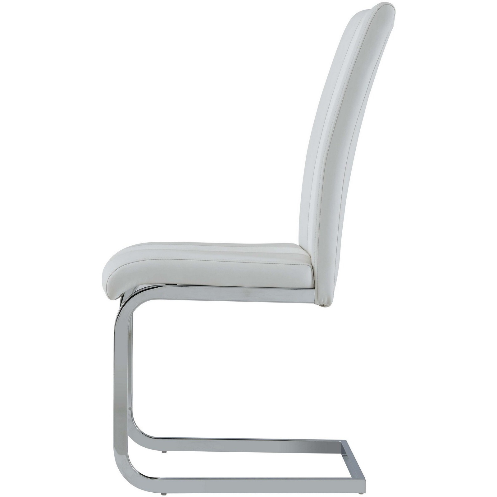 Set Of 4 White Two Toned Dining Chairs With Silver Tone Metal Base
